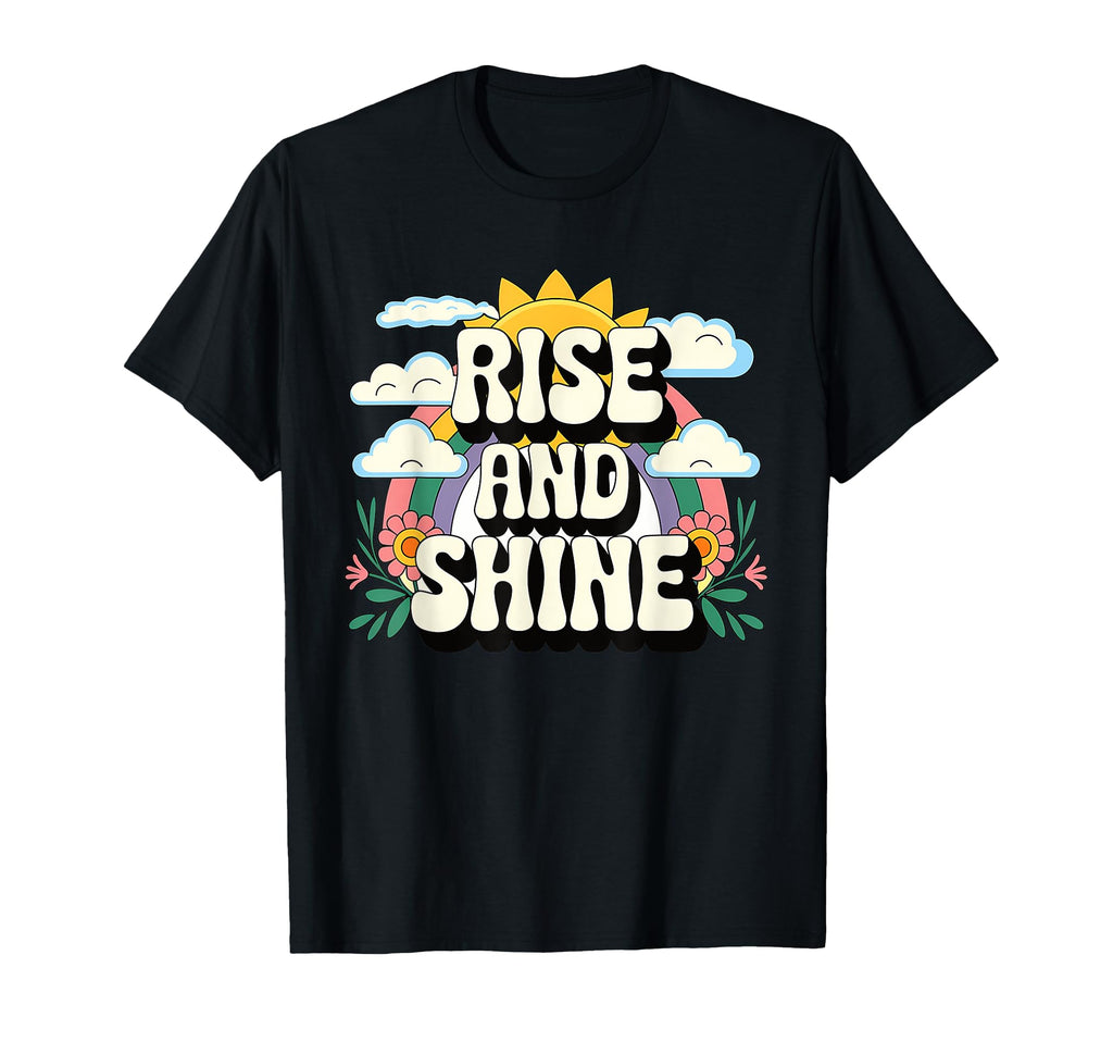 Rise And Shine 70S Sun Rainbow Boho T-Shirt - Custom Art Print for Adults - T-Shirt, Sweatshirt, Hoodie