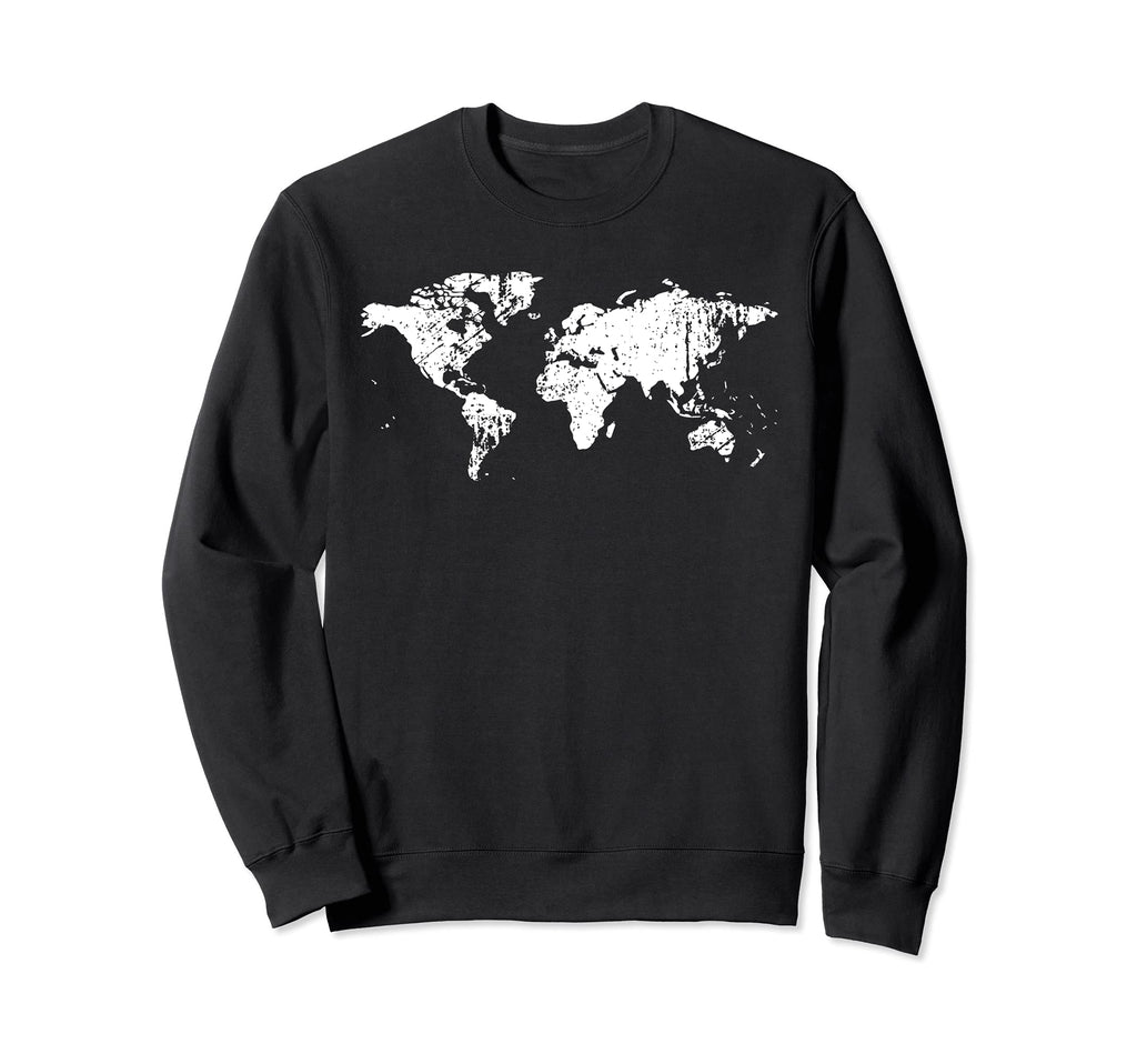 World Map Earth Distressed Sweatshirt - Unique Graphic for Adults - T-Shirt, Sweatshirt, Hoodie