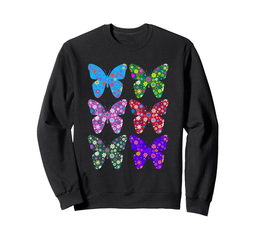 Floral Butterfly Flowers Boho Sweatshirt - Streetwear Style for Adults - T-Shirt, Sweatshirt, Hoodie