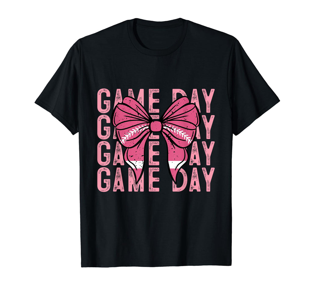 Game Day Mom Cheer Bow T-Shirt - Novelty Apparel for Adults - T-Shirt, Sweatshirt, Hoodie