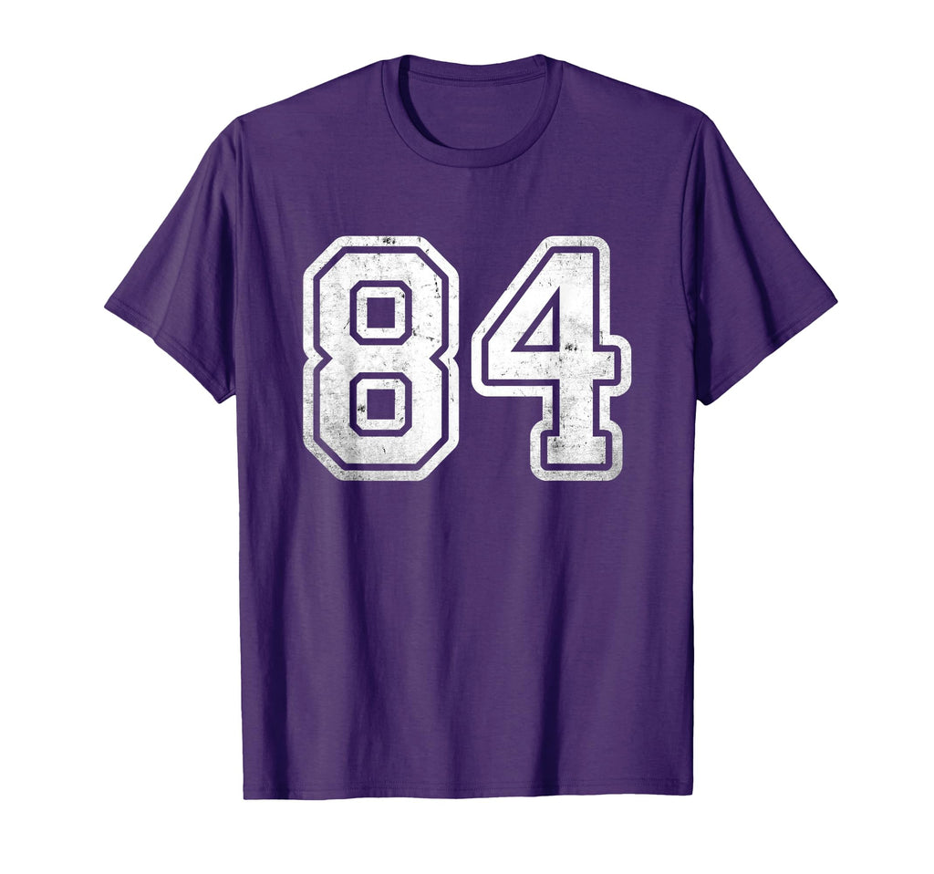Distressed White Sports Team Number 84 T-Shirt - Minimalist Print Men Women - T-Shirt, Sweatshirt, Hoodie
