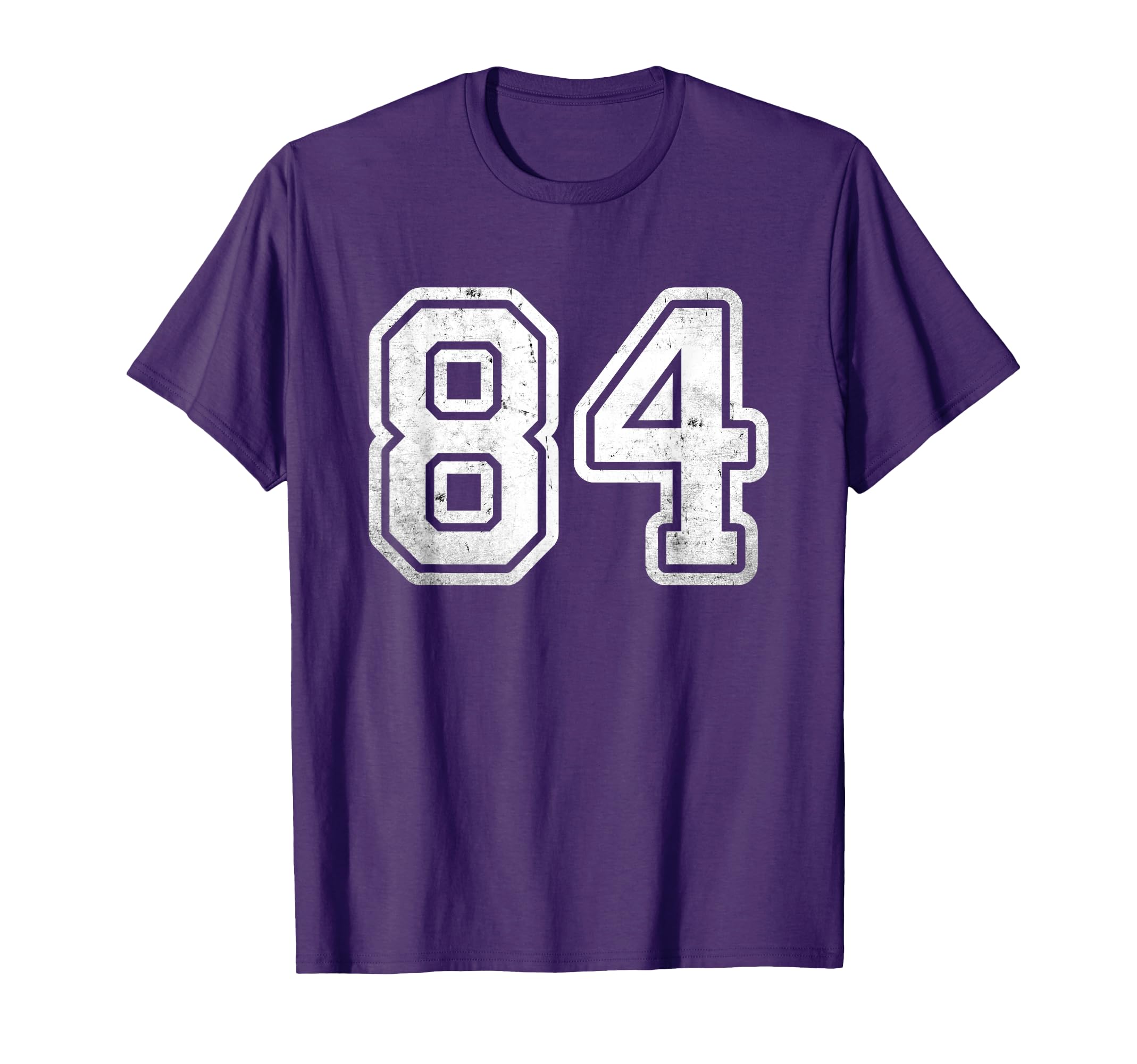 Distressed White Sports Team Number 84 T-Shirt - Minimalist Print Men Women - T-Shirt, Sweatshirt, Hoodie