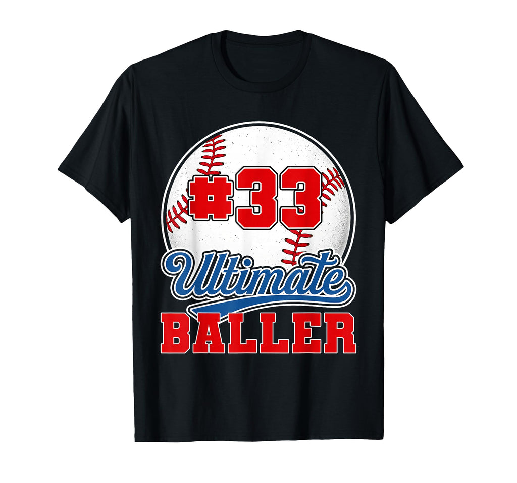 Baseball Baller Player Number 33 Mom T-Shirt - Minimalist Print Men Women - T-Shirt, Sweatshirt, Hoodie
