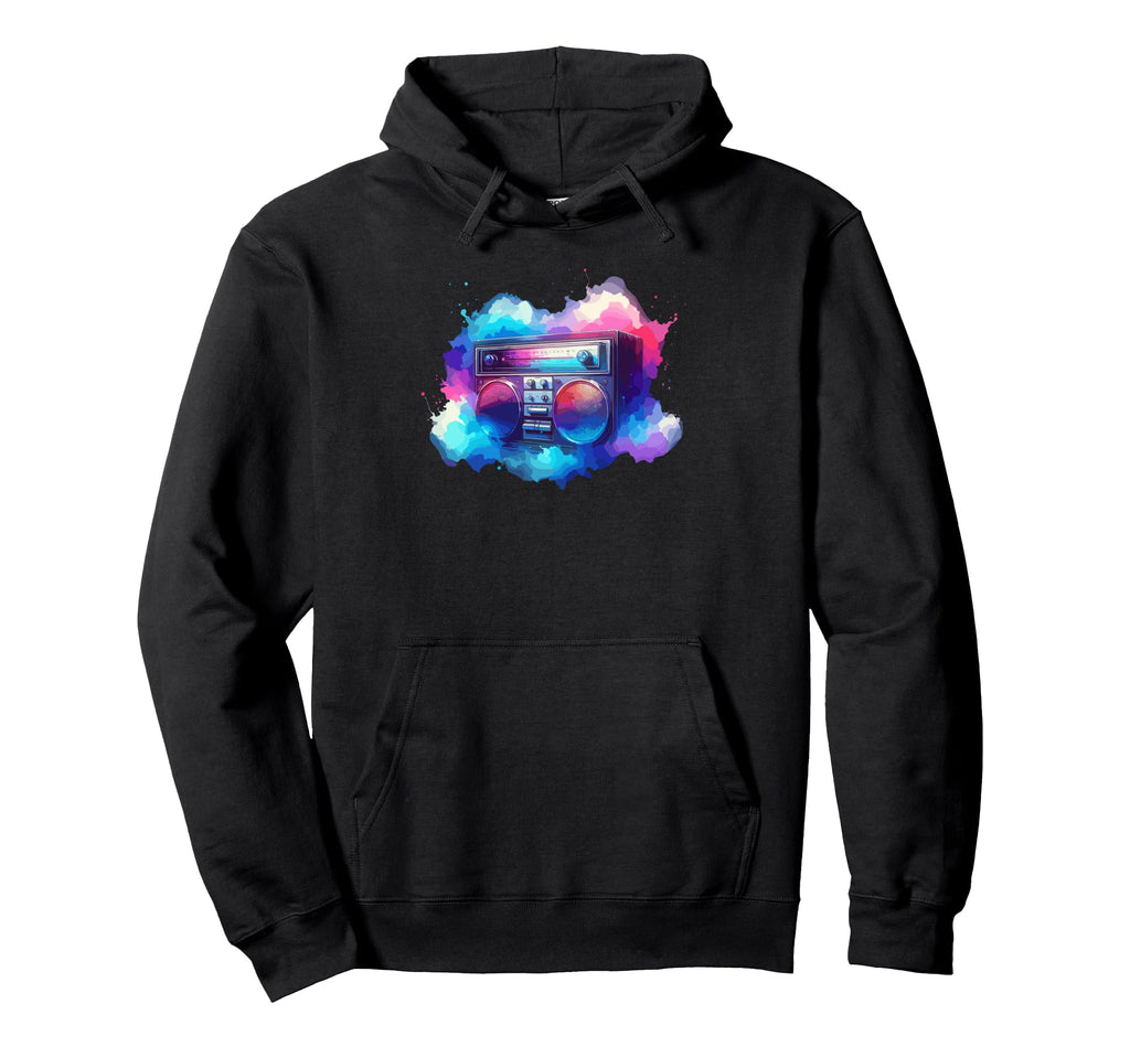 Boombox Old School 80S Music Hip Hop Hoodie - Minimalist Print for Adults - T-Shirt, Sweatshirt, Hoodie