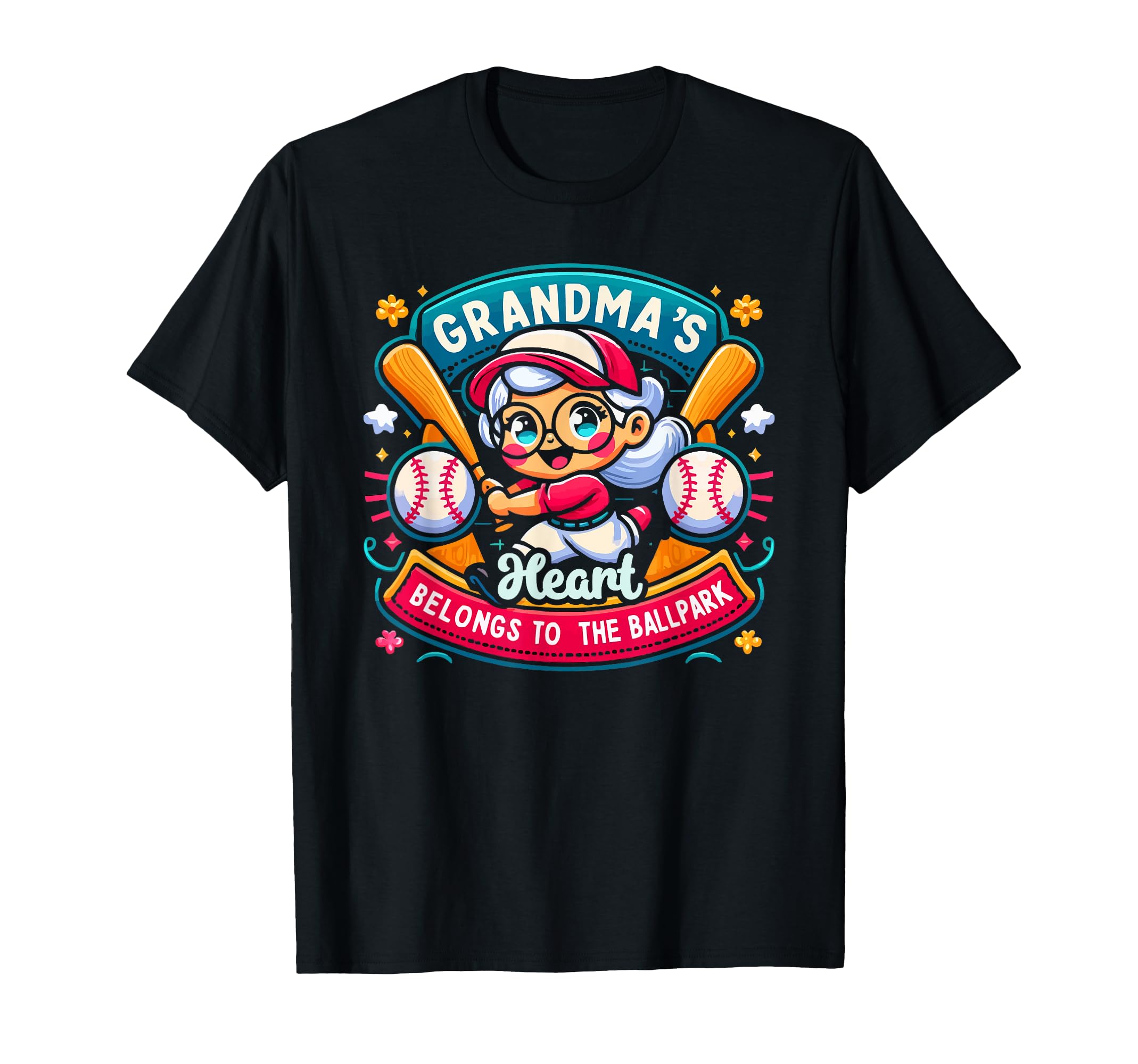 Baseball Grandma Grandmother Granny T-Shirt - Trendy Graphic for Adults - T-Shirt, Sweatshirt, Hoodie