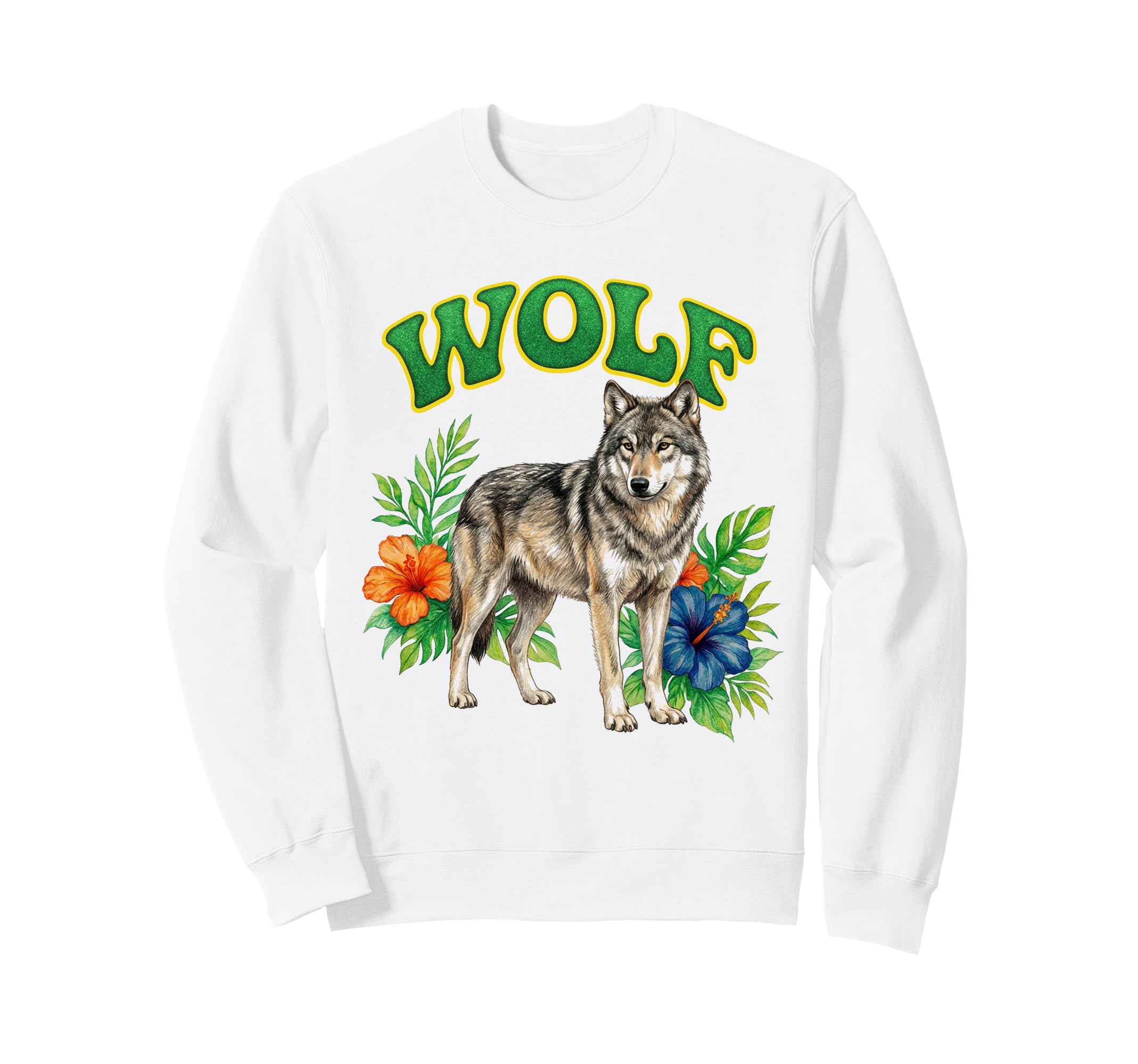 Wolf Groovy Wolves Floral Wolf Sweatshirt - Aesthetic Graphic Unisex - T-Shirt, Sweatshirt, Hoodie