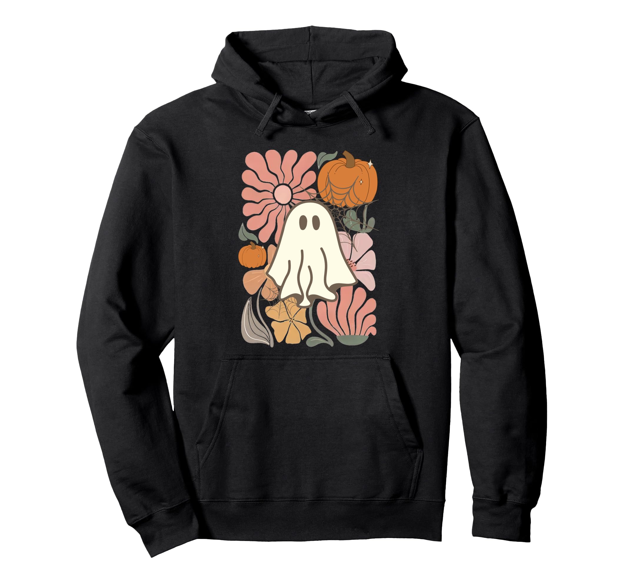 Boho Ghost Floral Autumn Halloween Fall Hoodie - Fun Novelty Design Unisex - T-Shirt, Sweatshirt, Hoodie