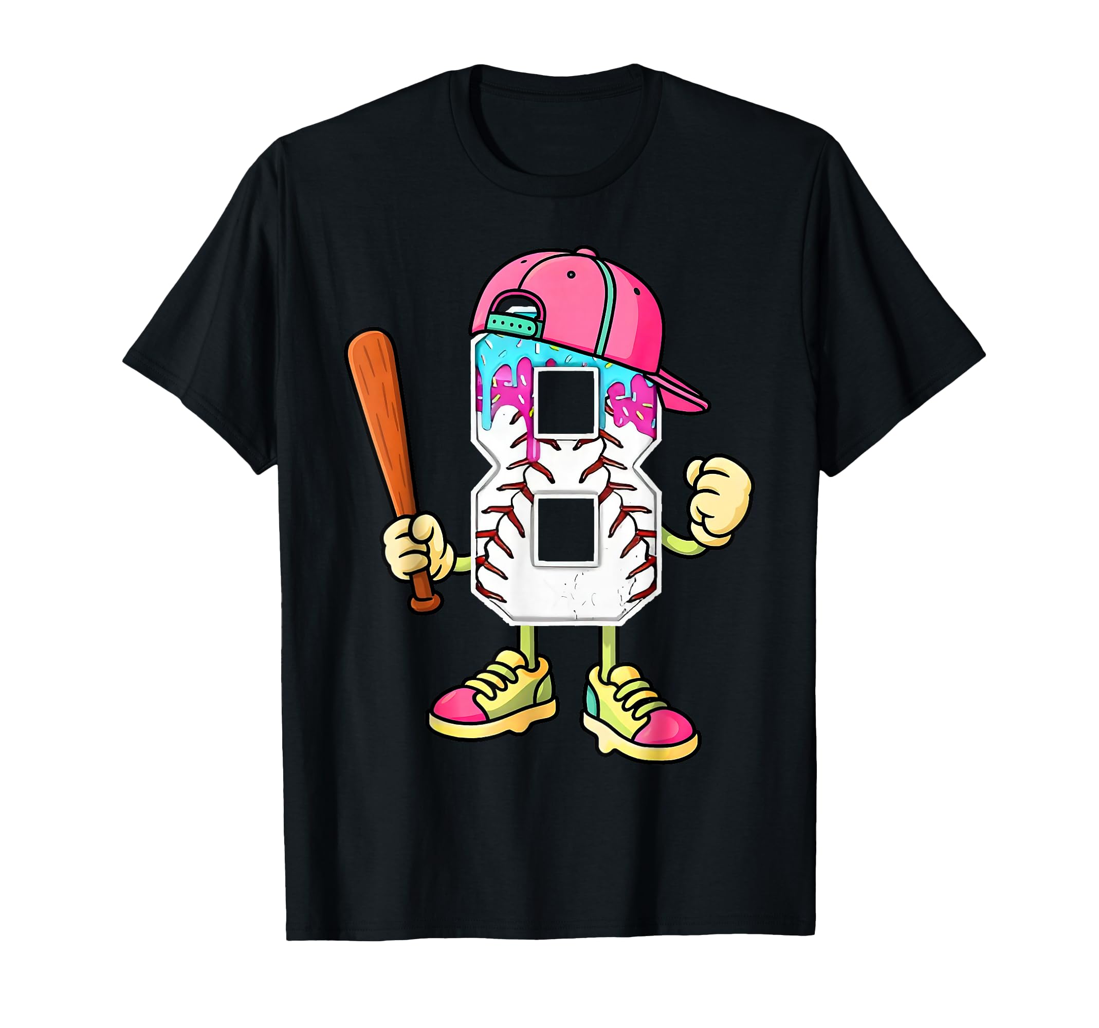 Baseball 8Th Birthday Ice Cream Drip 8 T-Shirt - Custom Art Print Unisex - T-Shirt, Sweatshirt, Hoodie