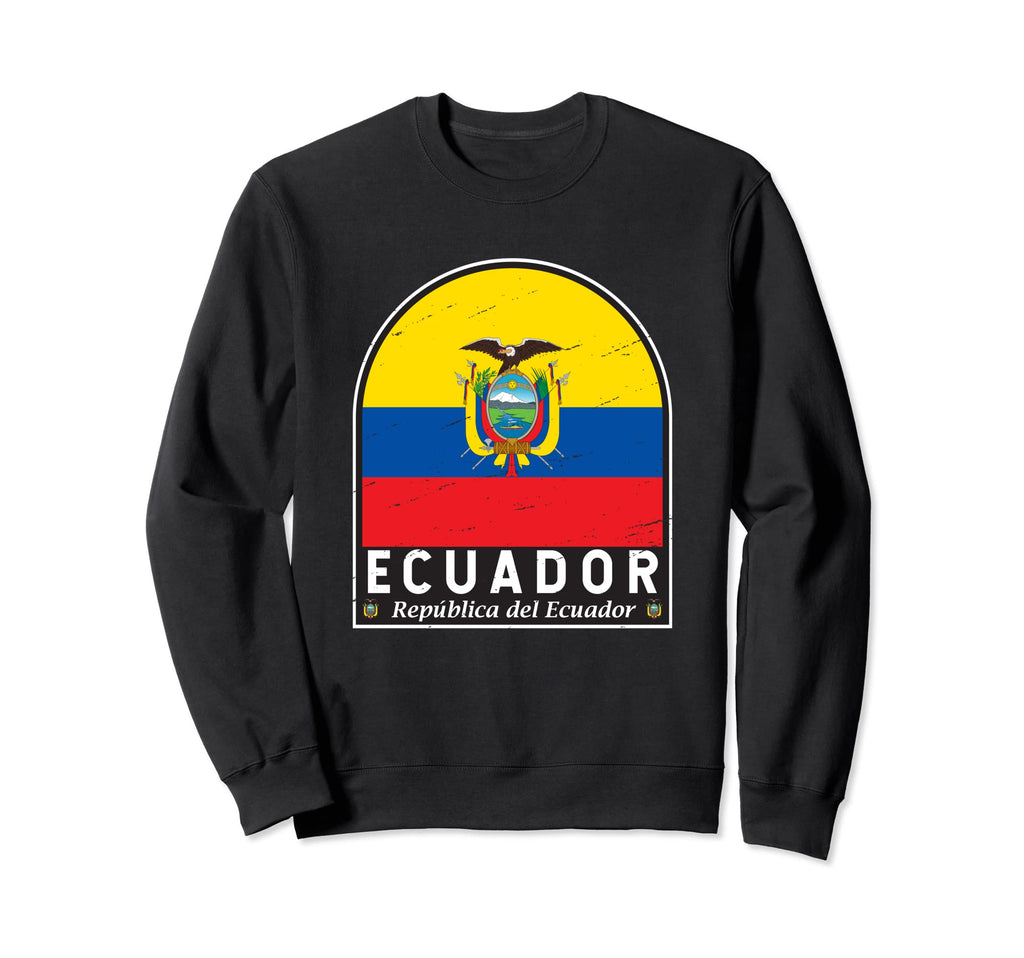 Ecuador Flag Emblem Distressed Sweatshirt - Fun Novelty Design for Adults - T-Shirt, Sweatshirt, Hoodie