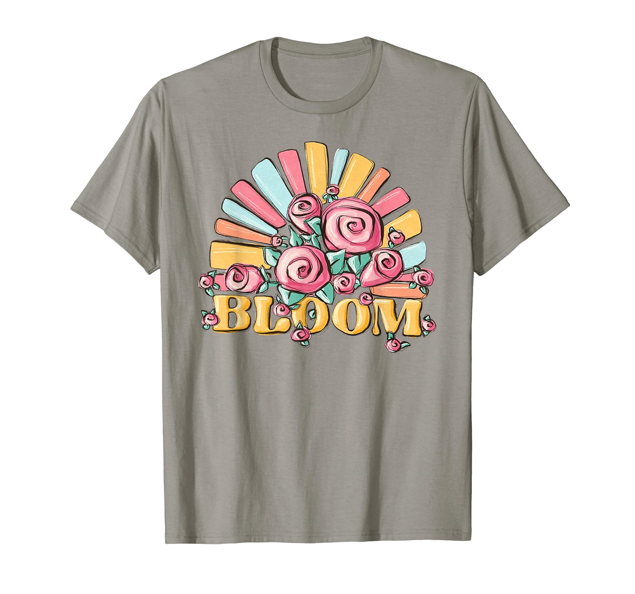 Bloom 70S Boho Floral Rainbow T-Shirt - Unique Graphic for Adults - T-Shirt, Sweatshirt, Hoodie
