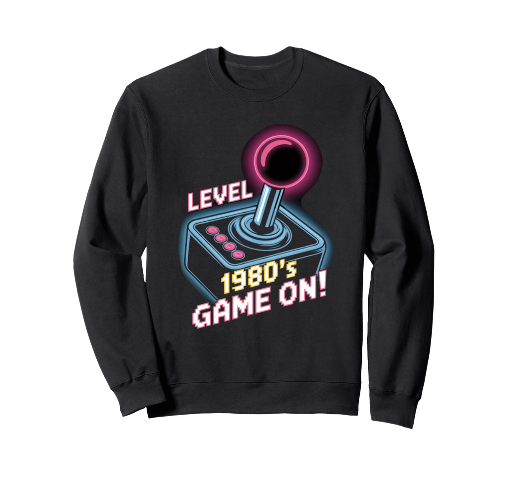 Level 1980S Game Arcade Joystick Sweatshirt - Novelty Apparel for Adults - T-Shirt, Sweatshirt, Hoodie