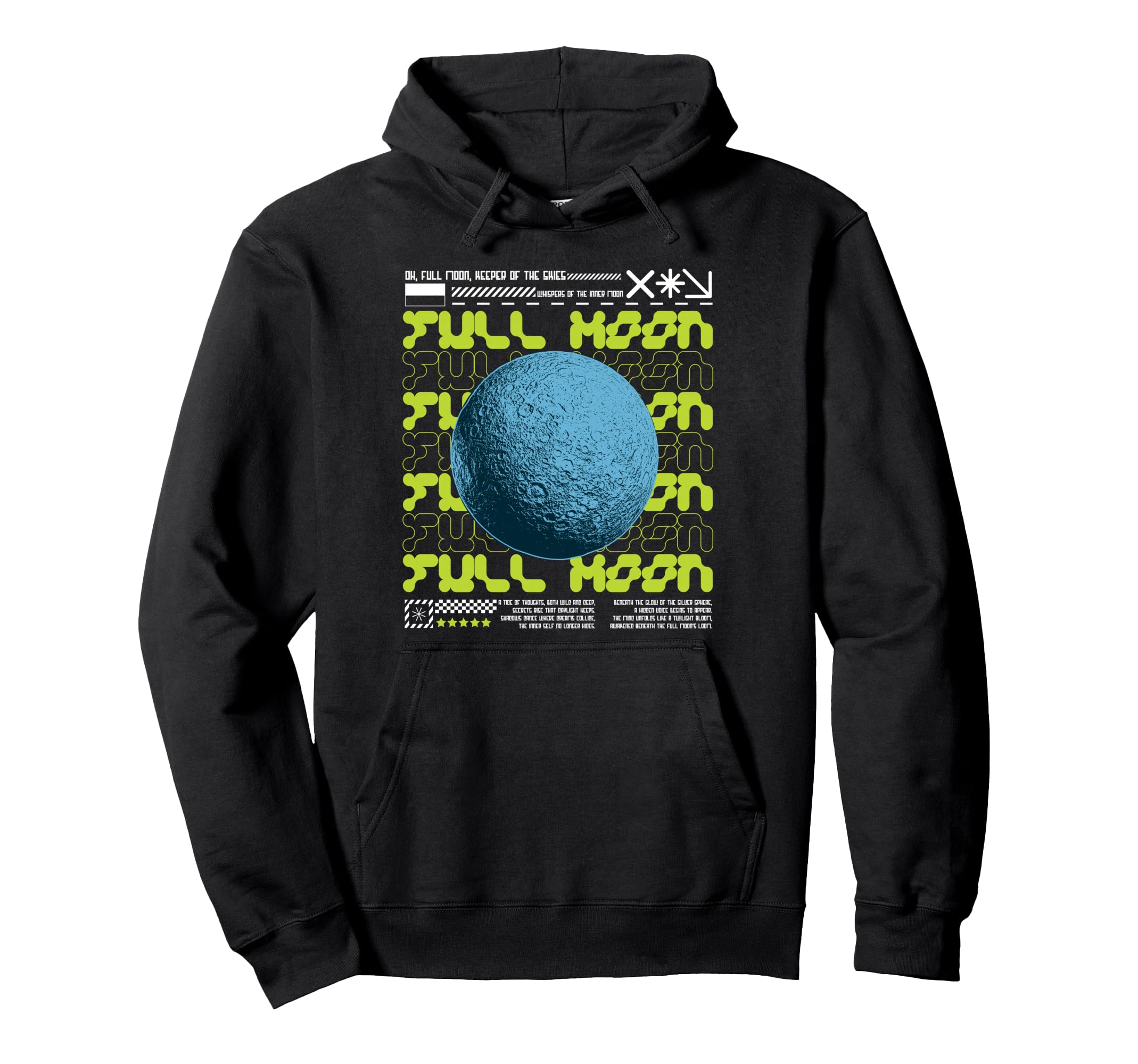 Y2K Full Moon Bold Urban Graffiti Hoodie - Streetwear Style Men Women - T-Shirt, Sweatshirt, Hoodie
