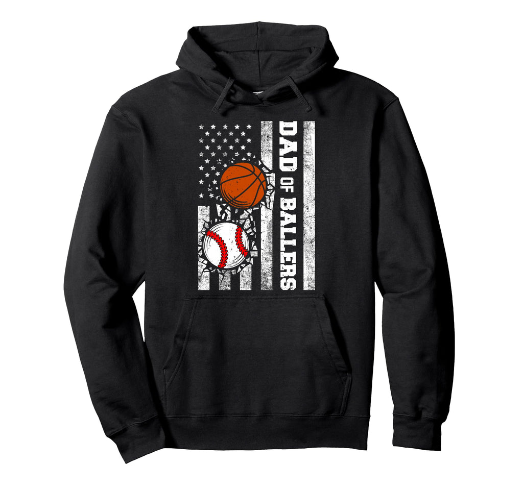 Dad Ballers Funny Usa Flag Baseball Hoodie - Minimalist Print Men Women - T-Shirt, Sweatshirt, Hoodie