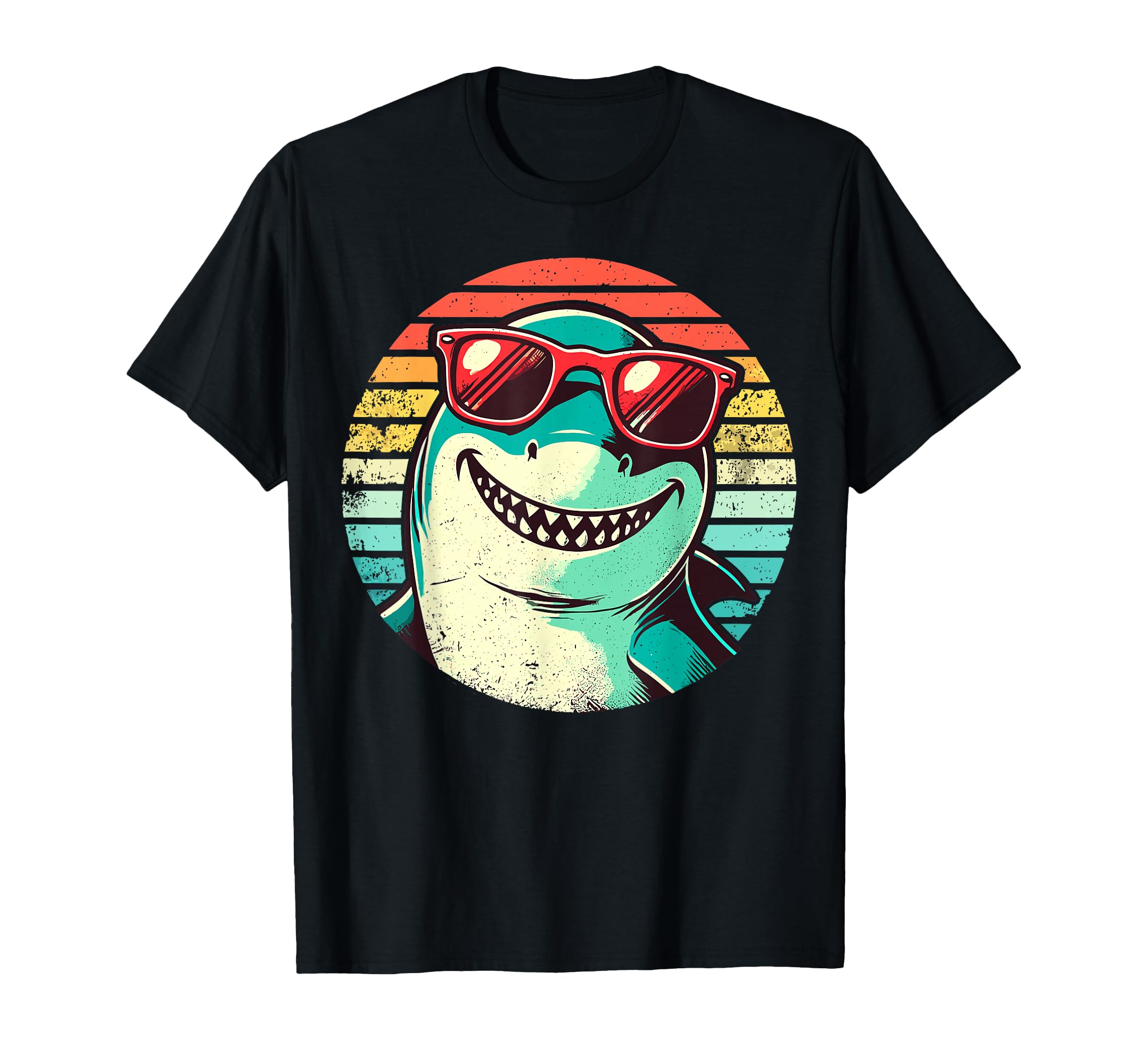 Shark Sunglasses Sunset T-Shirt - Minimalist Print for Adults - T-Shirt, Sweatshirt, Hoodie