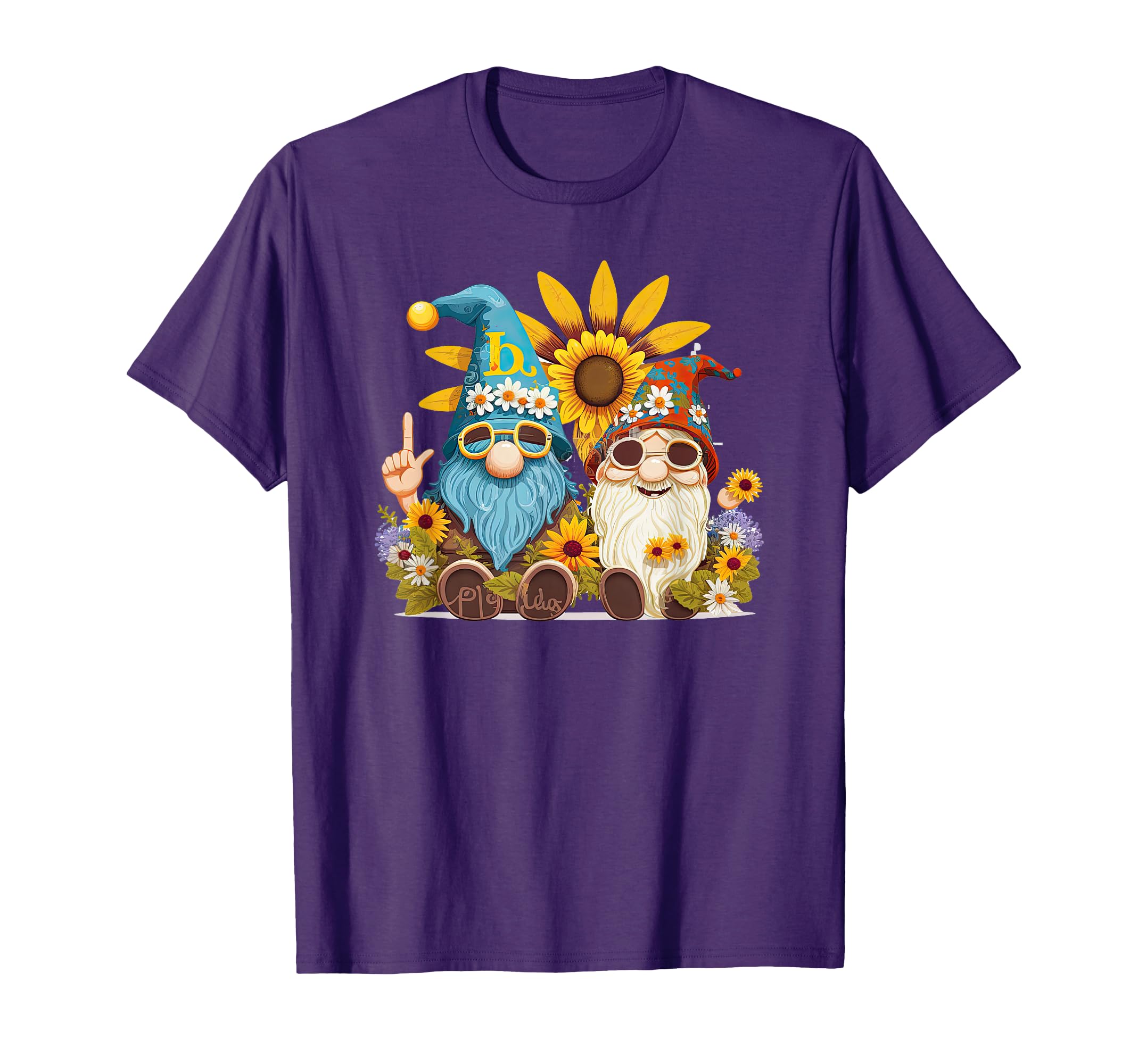 Gnome And Funny Gnome Hippie Sunflower T-Shirt - Unique Graphic Unisex - T-Shirt, Sweatshirt, Hoodie