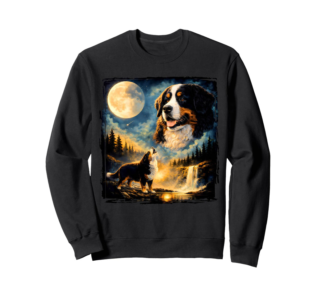 90S Bernese Mountain Dog Howling Sweatshirt - Unique Graphic for Adults - T-Shirt, Sweatshirt, Hoodie