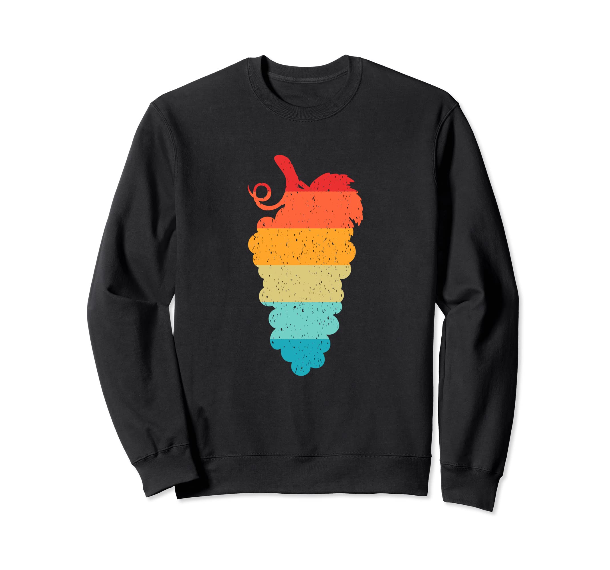 Grapes Silhouette 70S 80S Distressed Sweatshirt - Graphic Print for Adults - T-Shirt, Sweatshirt, Hoodie