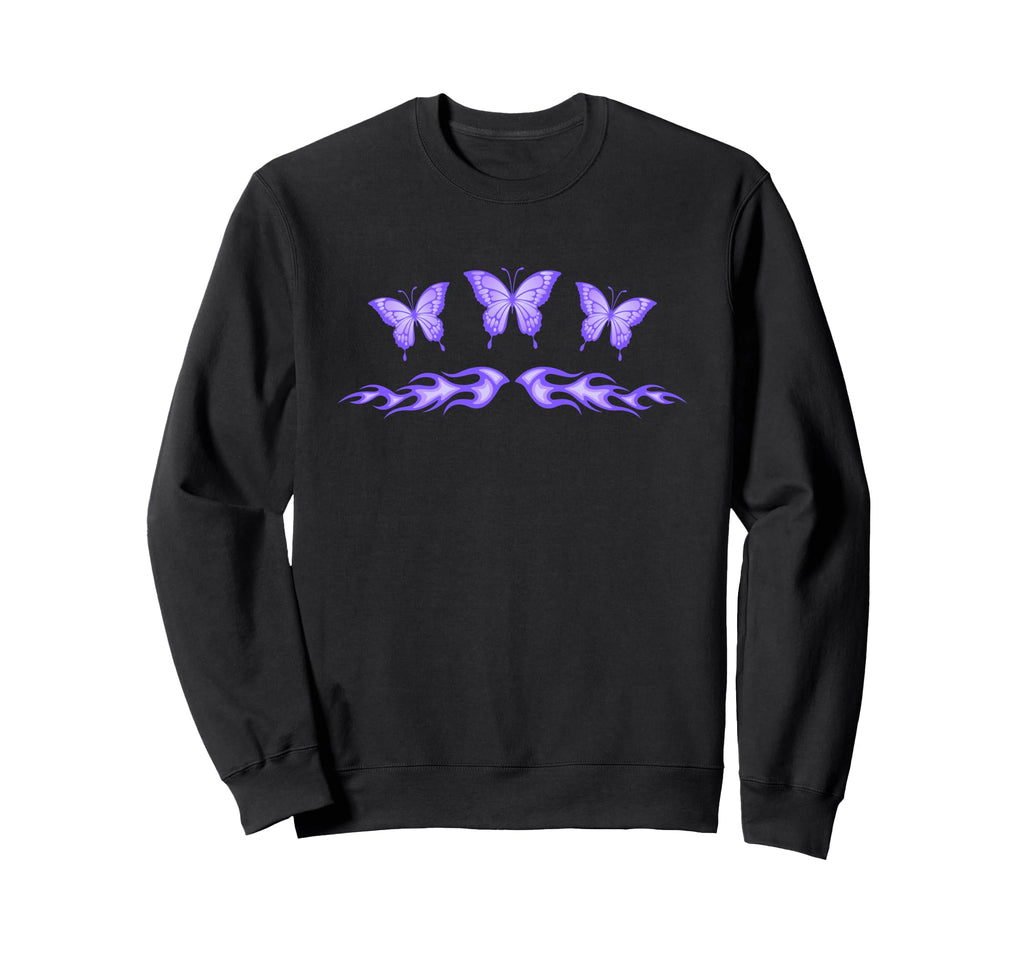 Fairycore Purple Butterfly Tattoo Sweatshirt - Trendy Graphic for Adults - T-Shirt, Sweatshirt, Hoodie