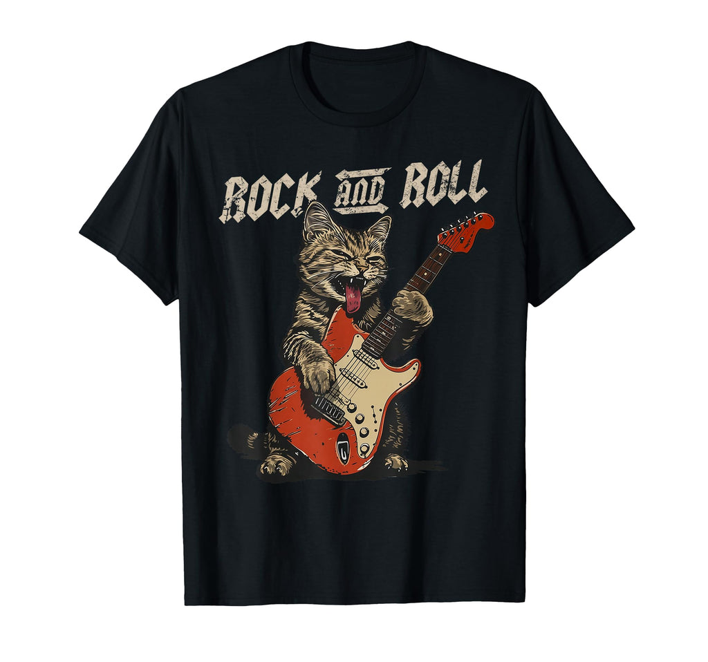 Rock N Roll Guitar Cat Guitarist Cat T-Shirt - Streetwear Style for Adults - T-Shirt, Sweatshirt, Hoodie