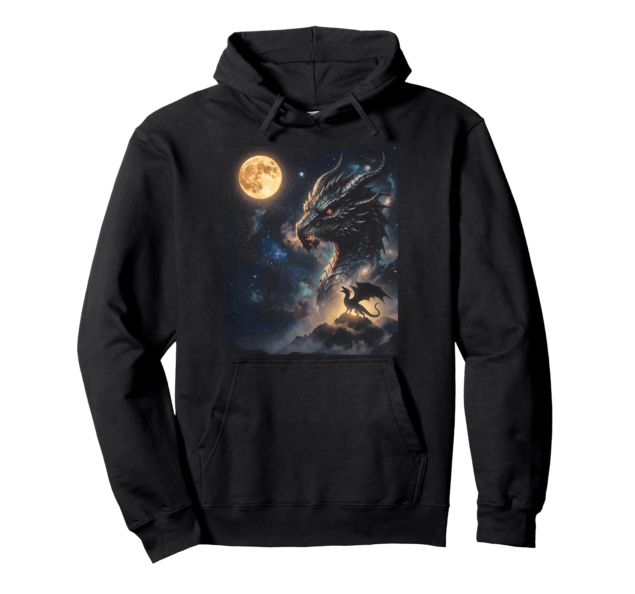 Dragon Art Celestial Moon Galaxy Hoodie - Novelty Apparel Men Women - T-Shirt, Sweatshirt, Hoodie