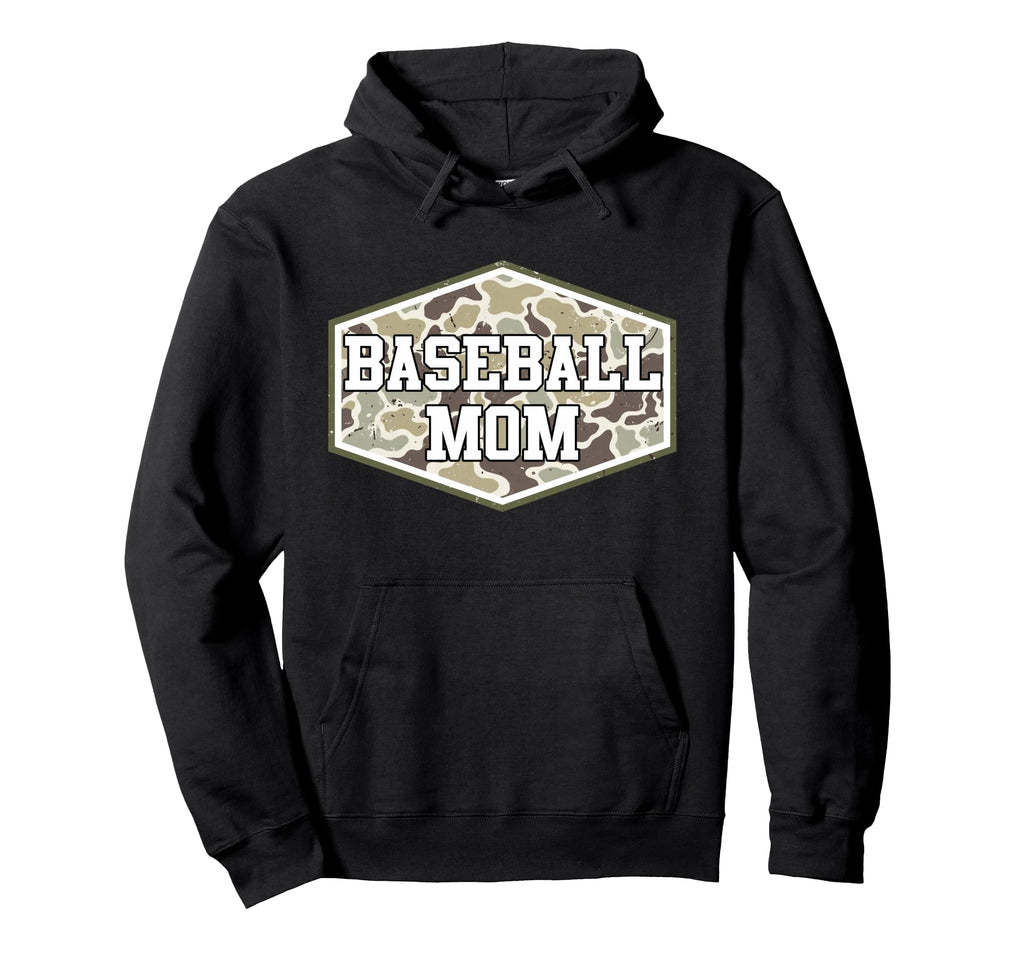 Camo Baseball Mom Camouflage Baseball Hoodie - Unique Graphic Men Women - T-Shirt, Sweatshirt, Hoodie