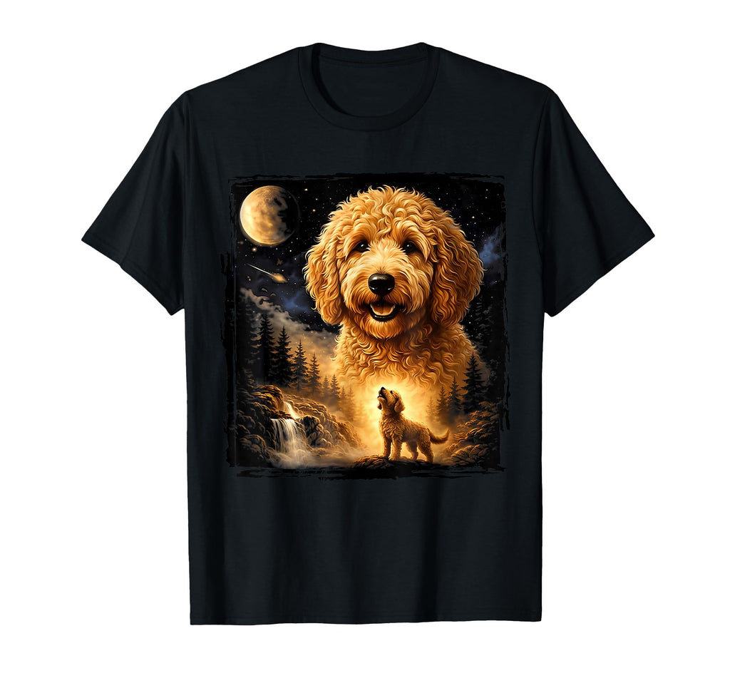 90S Goldendoodle Howling Moon Goldendoodle T-Shirt - Graphic Print Unisex - T-Shirt, Sweatshirt, Hoodie