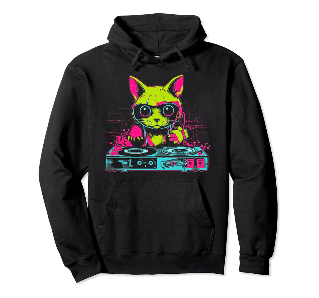 Kawaii Cat Dj Japanese Edm Y2K Aesthetic 1 Hoodie - Graphic Print Men Women - T-Shirt, Sweatshirt, Hoodie