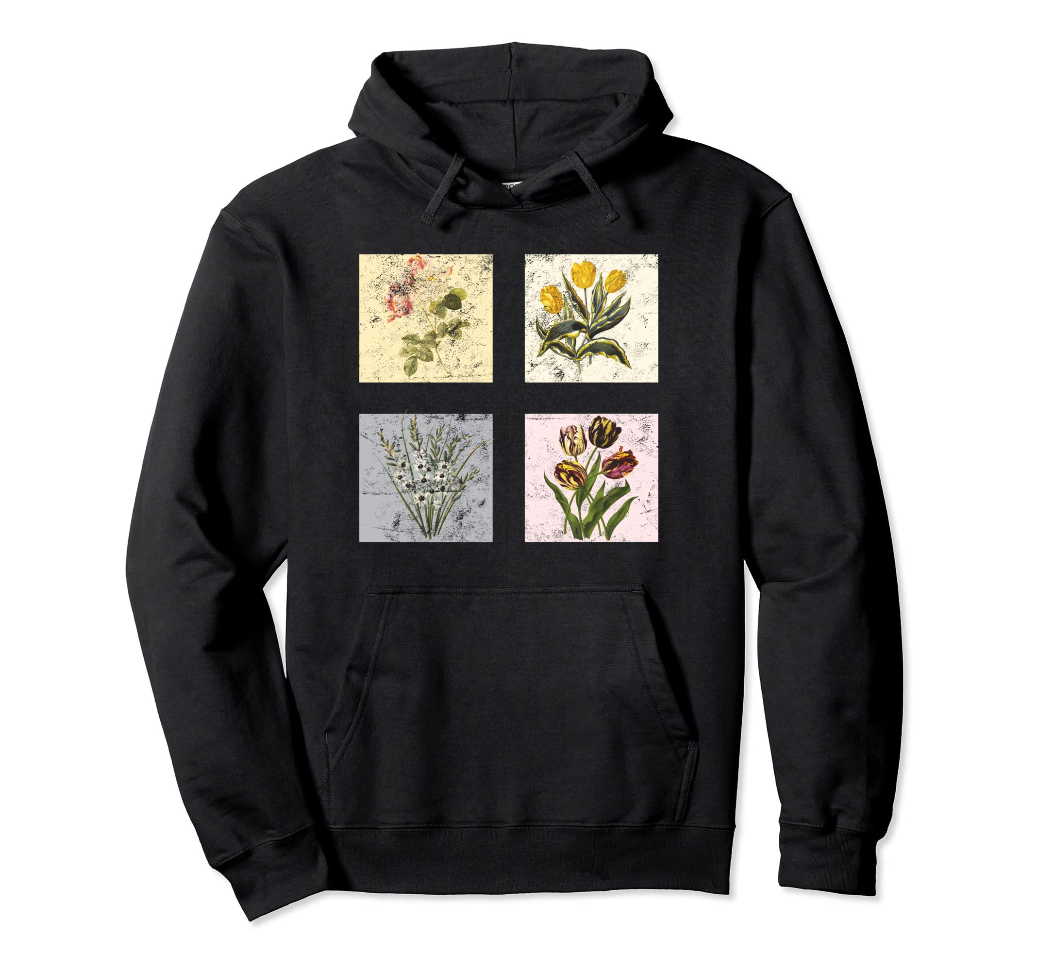 Flower Distressed Hoodie - Fun Novelty Design Men Women - T-Shirt, Sweatshirt, Hoodie