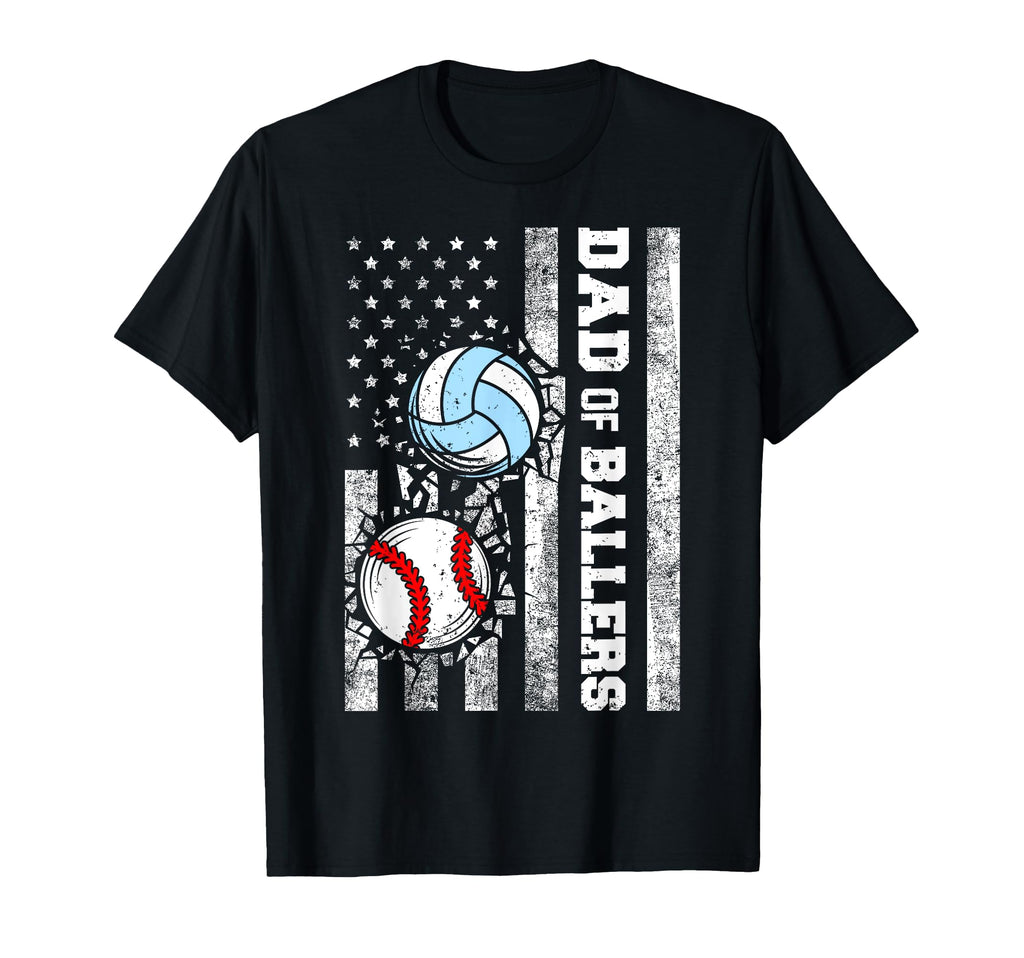 Dad Ballers Funny Usa Flag Baseball T-Shirt - Unique Graphic Unisex - T-Shirt, Sweatshirt, Hoodie