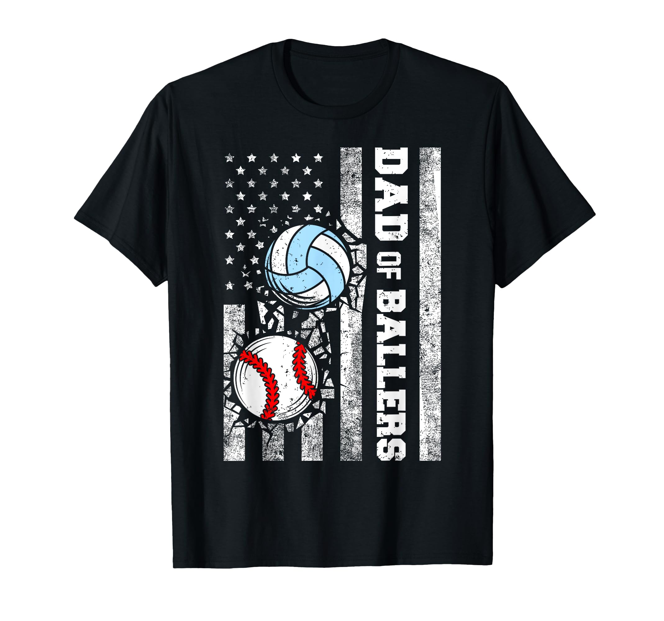Dad Ballers Funny Usa Flag Baseball T-Shirt - Unique Graphic Unisex - T-Shirt, Sweatshirt, Hoodie