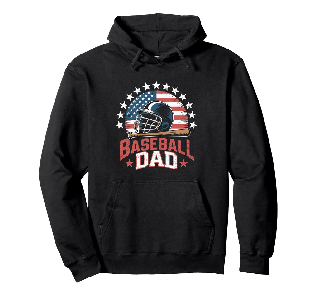 Funny Baseball Dad Usa Flag Hoodie - Aesthetic Graphic for Adults - T-Shirt, Sweatshirt, Hoodie