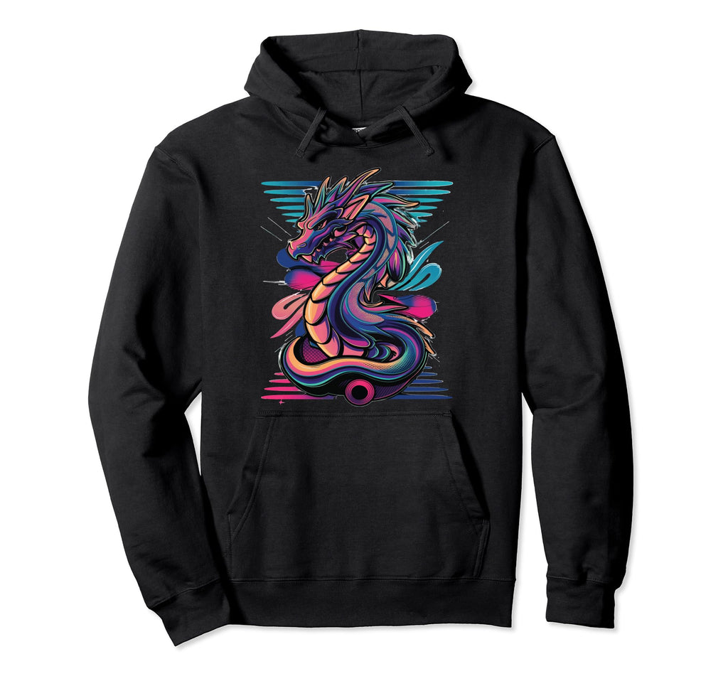 Vaporwave Dragon Aesthetic Synthwave Hoodie - Casual Everyday Wear Unisex - T-Shirt, Sweatshirt, Hoodie