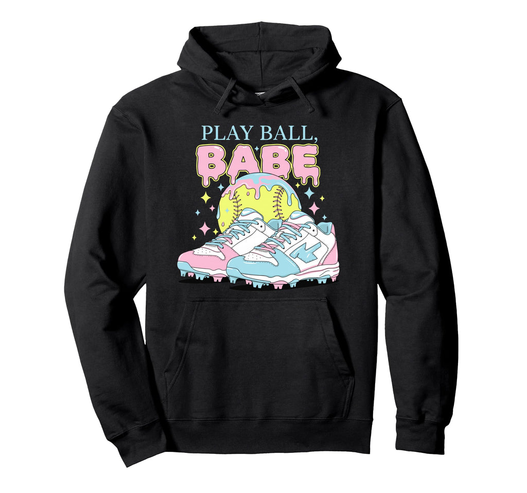 Play Ball Babe Softball Cleats Team Outfit Hoodie - Custom Art Print Unisex - T-Shirt, Sweatshirt, Hoodie
