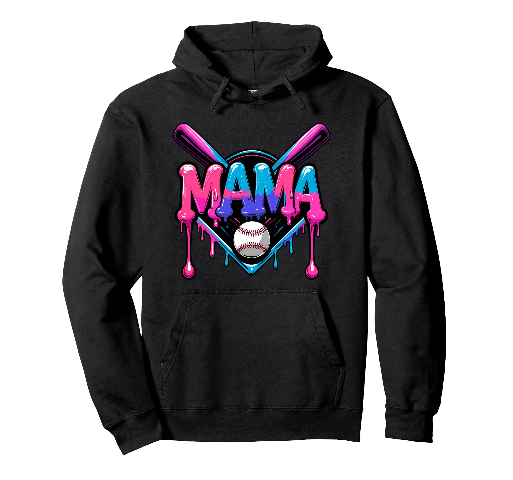 Baseball Mama Ice Cream Drip Funny Hoodie - Trendy Graphic for Adults - T-Shirt, Sweatshirt, Hoodie