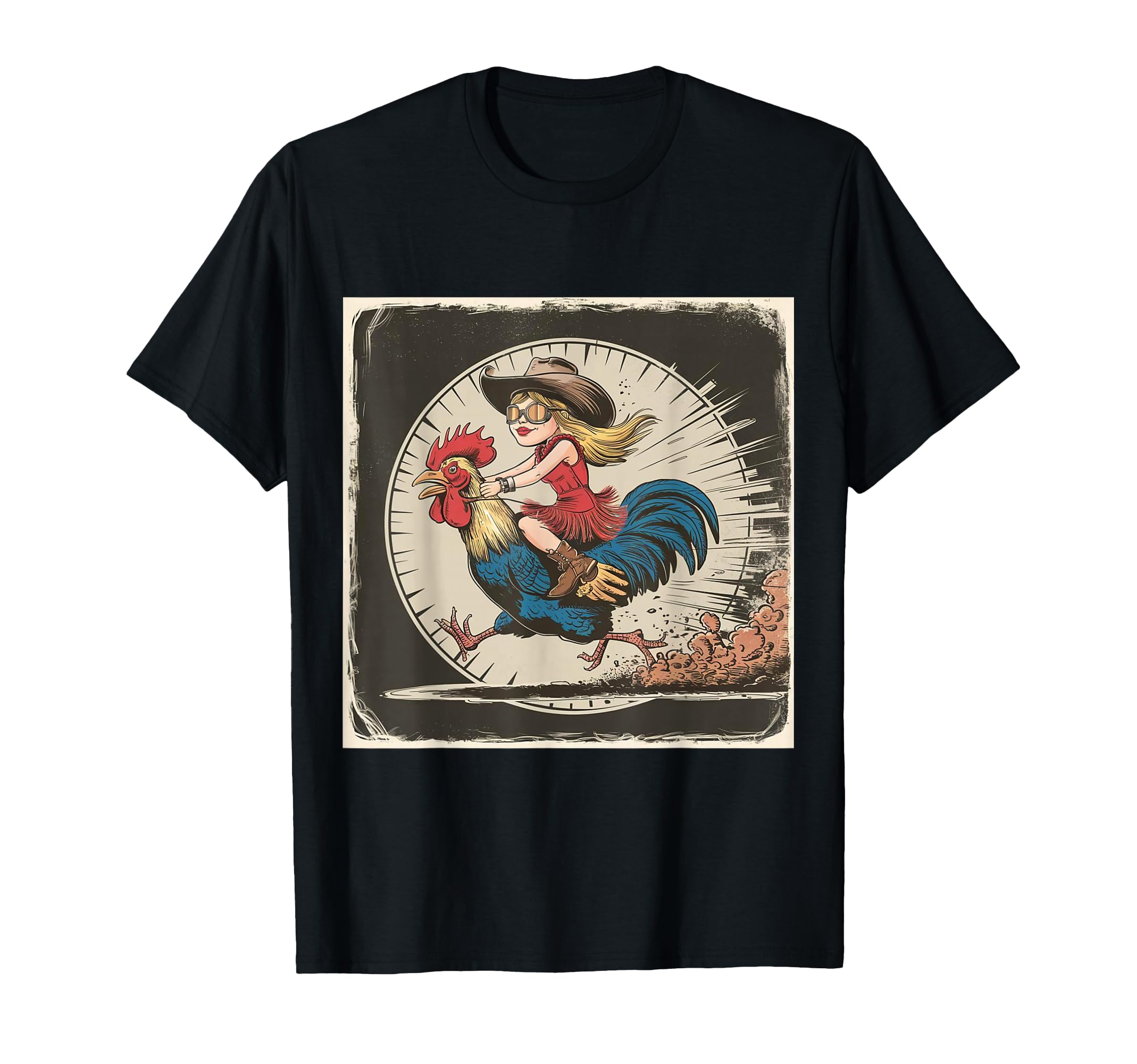 Funny Distressed Cowgirl Riding T-Shirt - Fun Novelty Design Men Women - T-Shirt, Sweatshirt, Hoodie