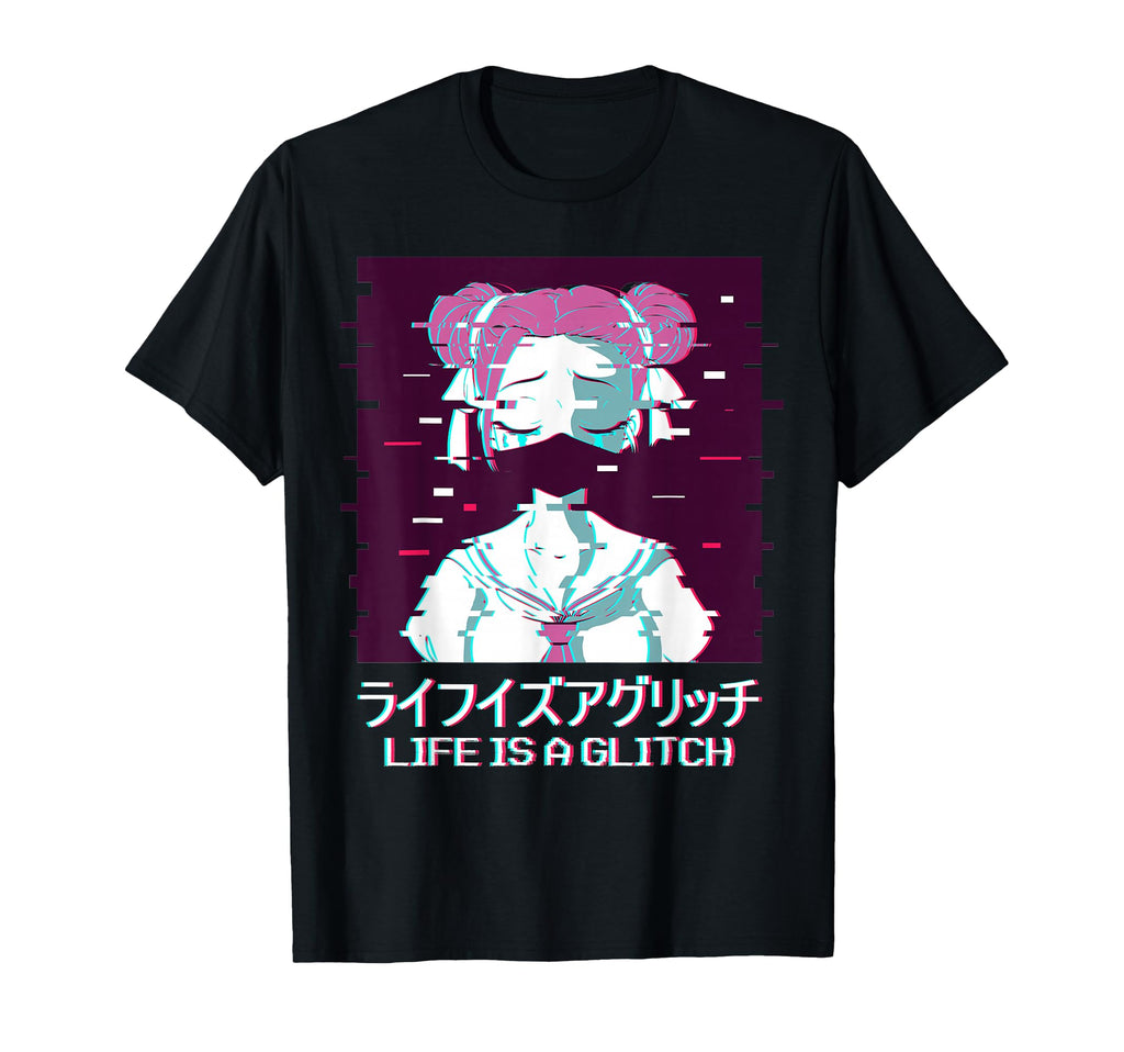 Life Is Glitch Geisha Anime T-Shirt - Aesthetic Graphic Men Women - T-Shirt, Sweatshirt, Hoodie