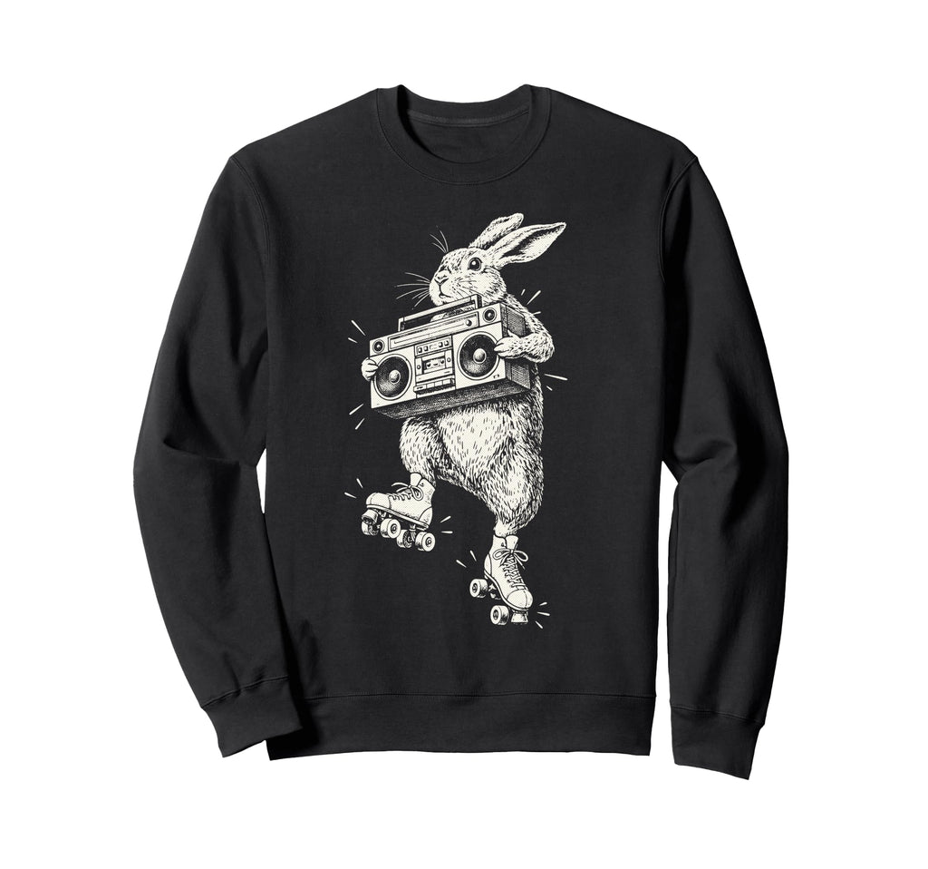 Funny Bunny Roller Skate Boombox Sweatshirt - Minimalist Print Men Women - T-Shirt, Sweatshirt, Hoodie