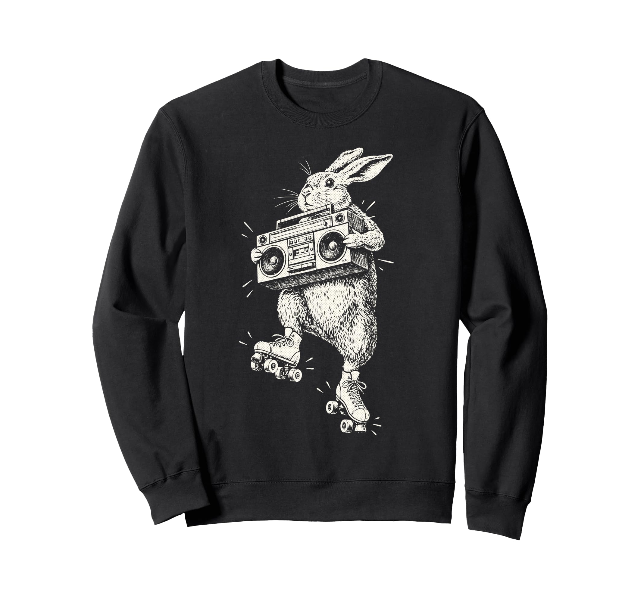 Funny Bunny Roller Skate Boombox Sweatshirt - Minimalist Print Men Women - T-Shirt, Sweatshirt, Hoodie
