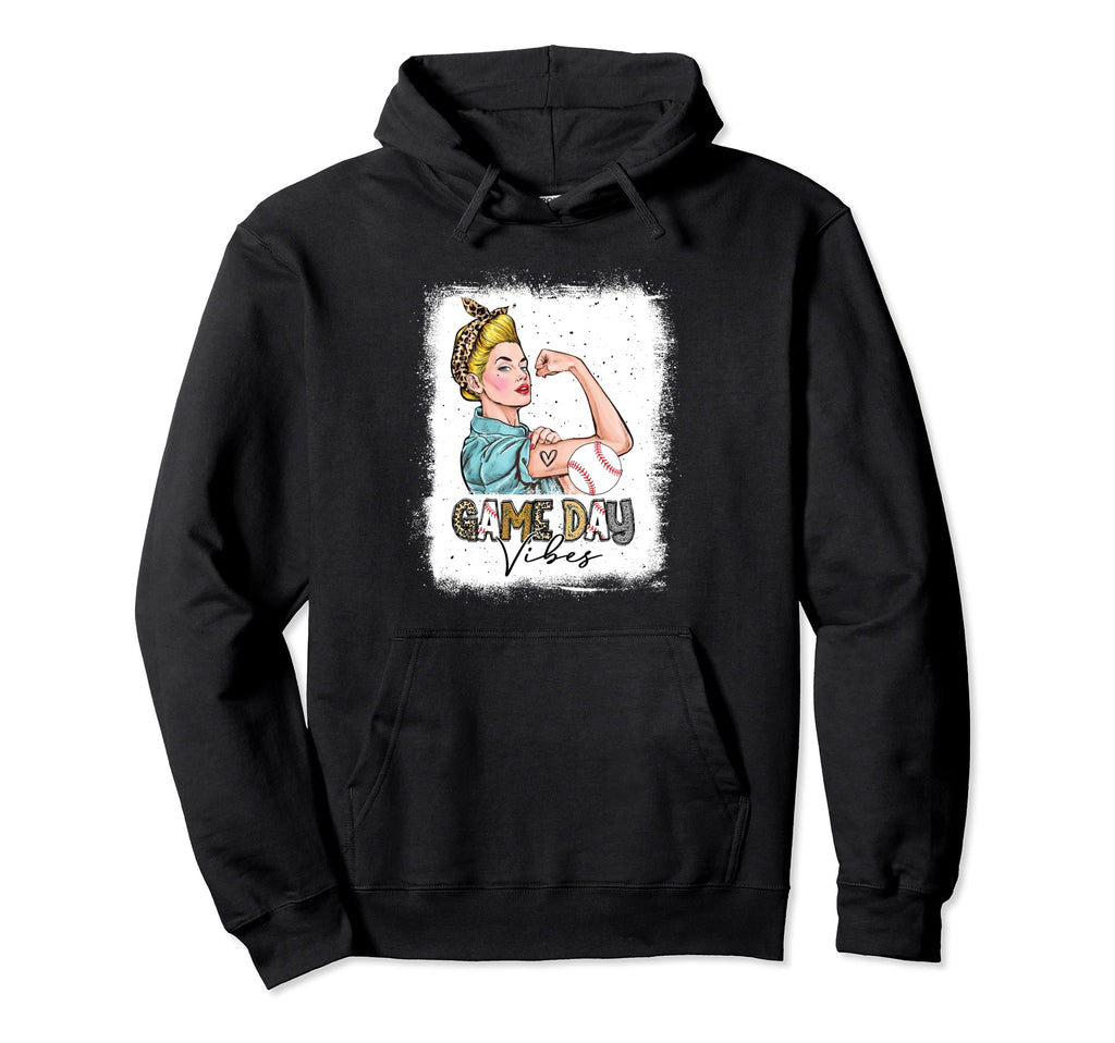 Bleached Baseball Game Day Vibes Hoodie - Streetwear Style for Adults - T-Shirt, Sweatshirt, Hoodie