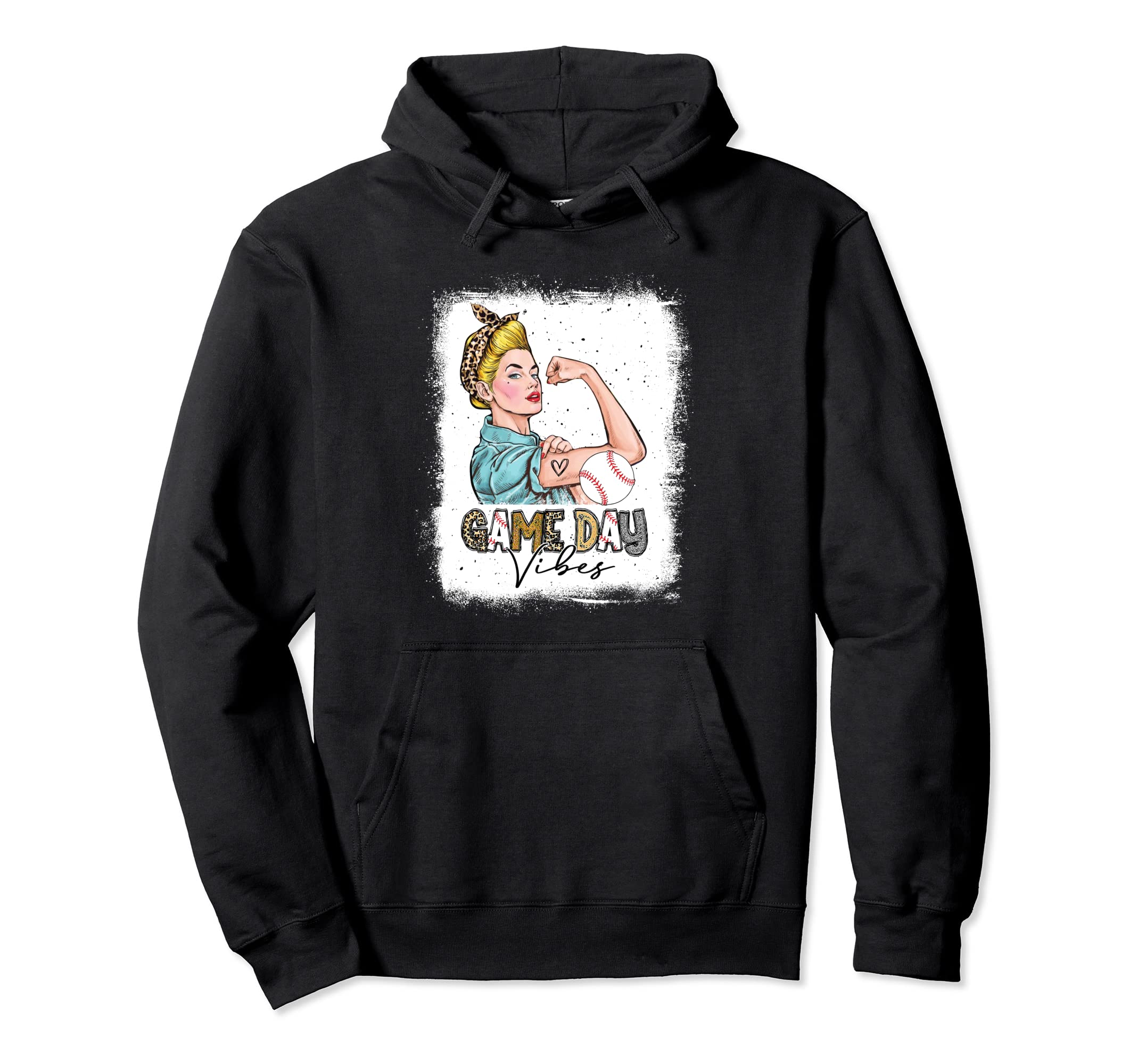 Bleached Baseball Game Day Vibes Hoodie - Streetwear Style for Adults - T-Shirt, Sweatshirt, Hoodie