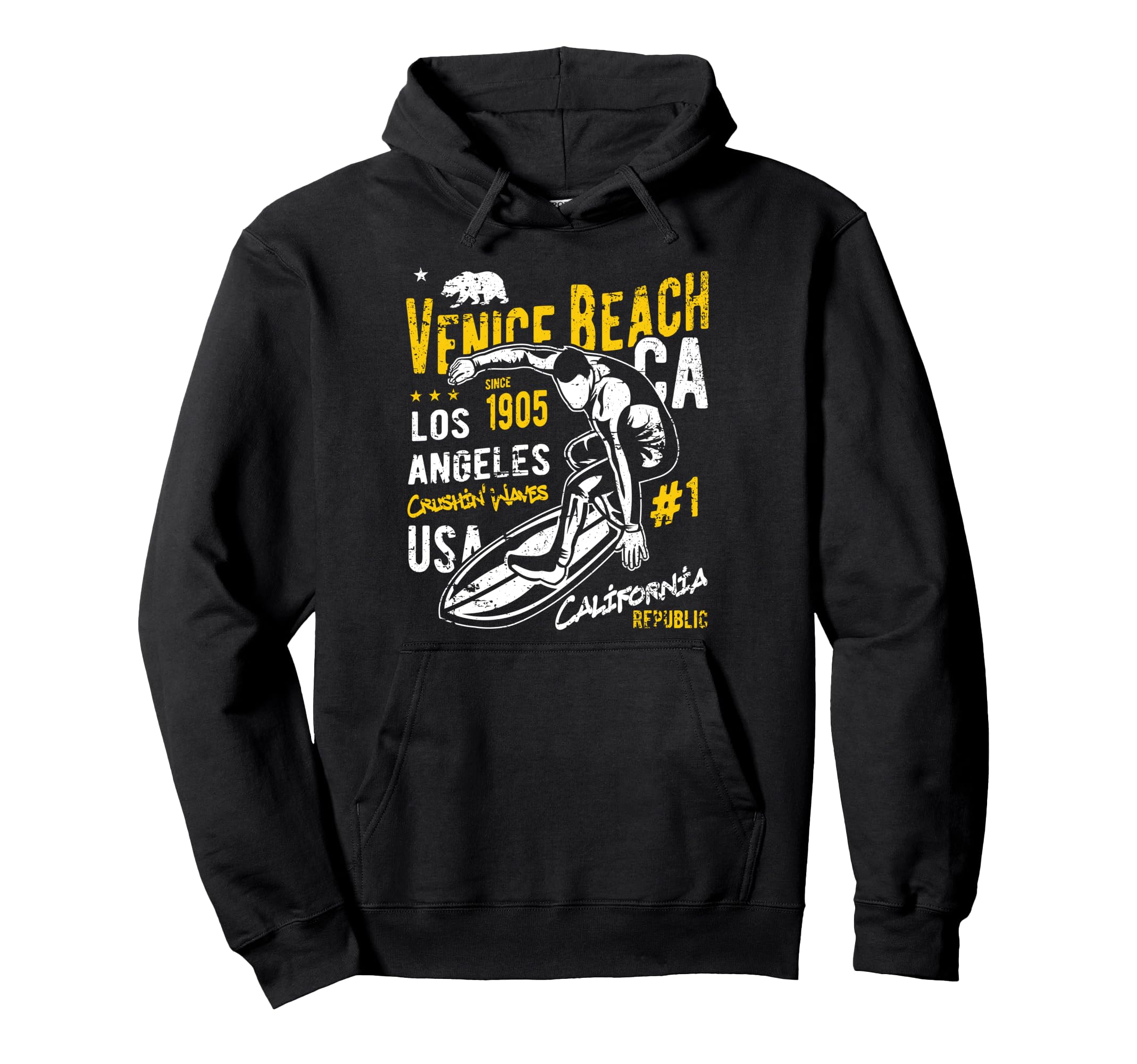 Venice Beach California Distressed Hoodie - Custom Art Print Men Women - T-Shirt, Sweatshirt, Hoodie