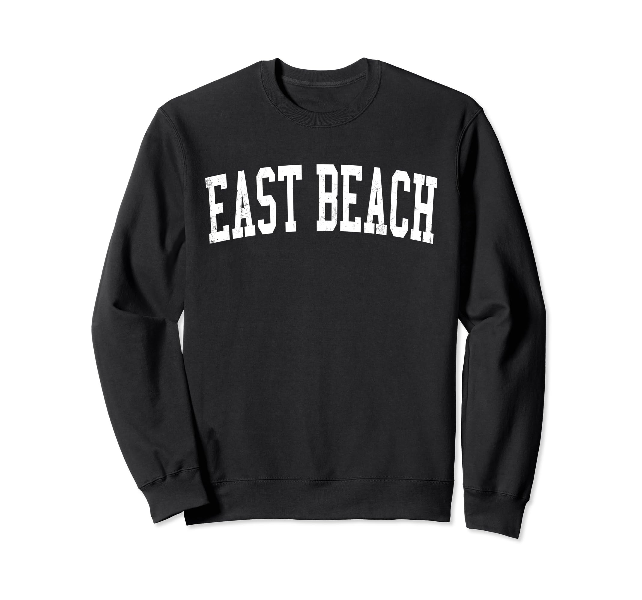 East Beach Distressed White Varsity Sweatshirt - Custom Art Print Men Women - T-Shirt, Sweatshirt, Hoodie