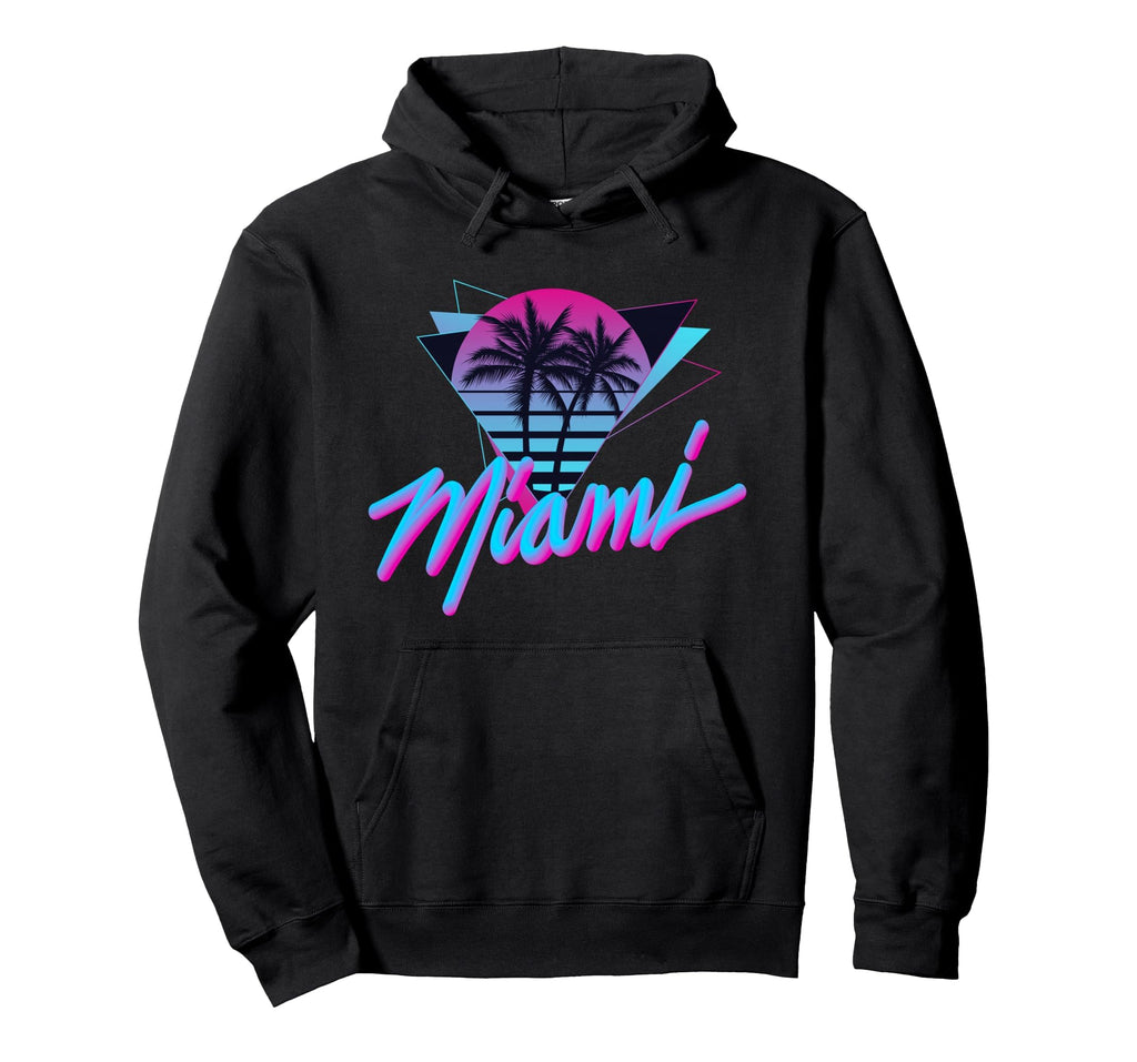 Miami Palm Trees Vaperwave Synthwave 80S Hoodie - Unique Graphic Men Women - T-Shirt, Sweatshirt, Hoodie