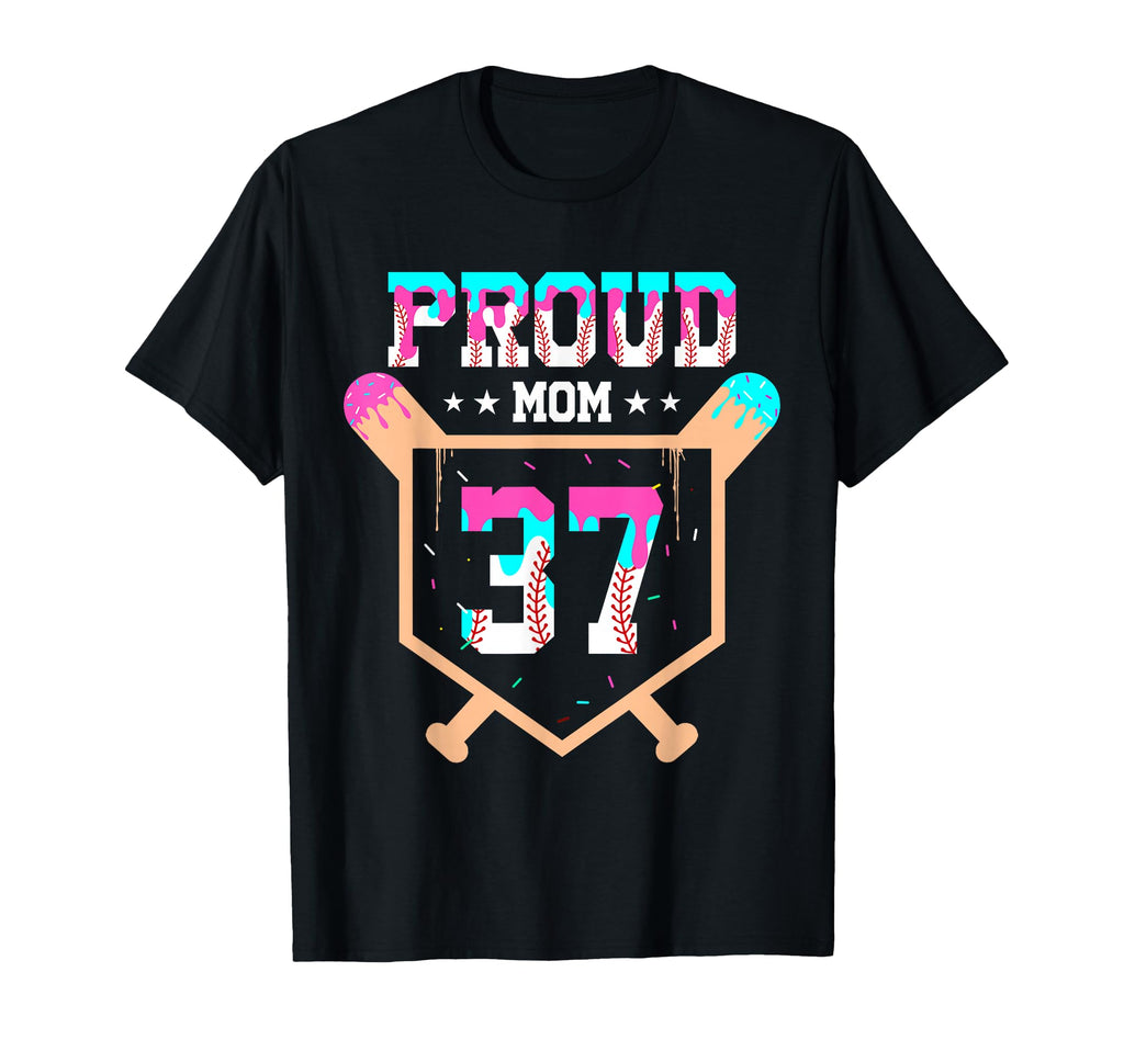 Proud Mom Baseball Player Number 37 T-Shirt - Custom Art Print Men Women - T-Shirt, Sweatshirt, Hoodie