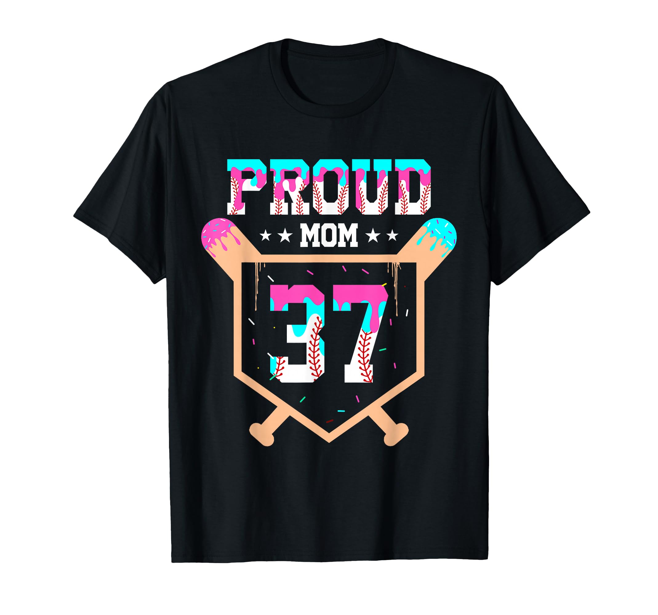 Proud Mom Baseball Player Number 37 T-Shirt - Custom Art Print Men Women - T-Shirt, Sweatshirt, Hoodie