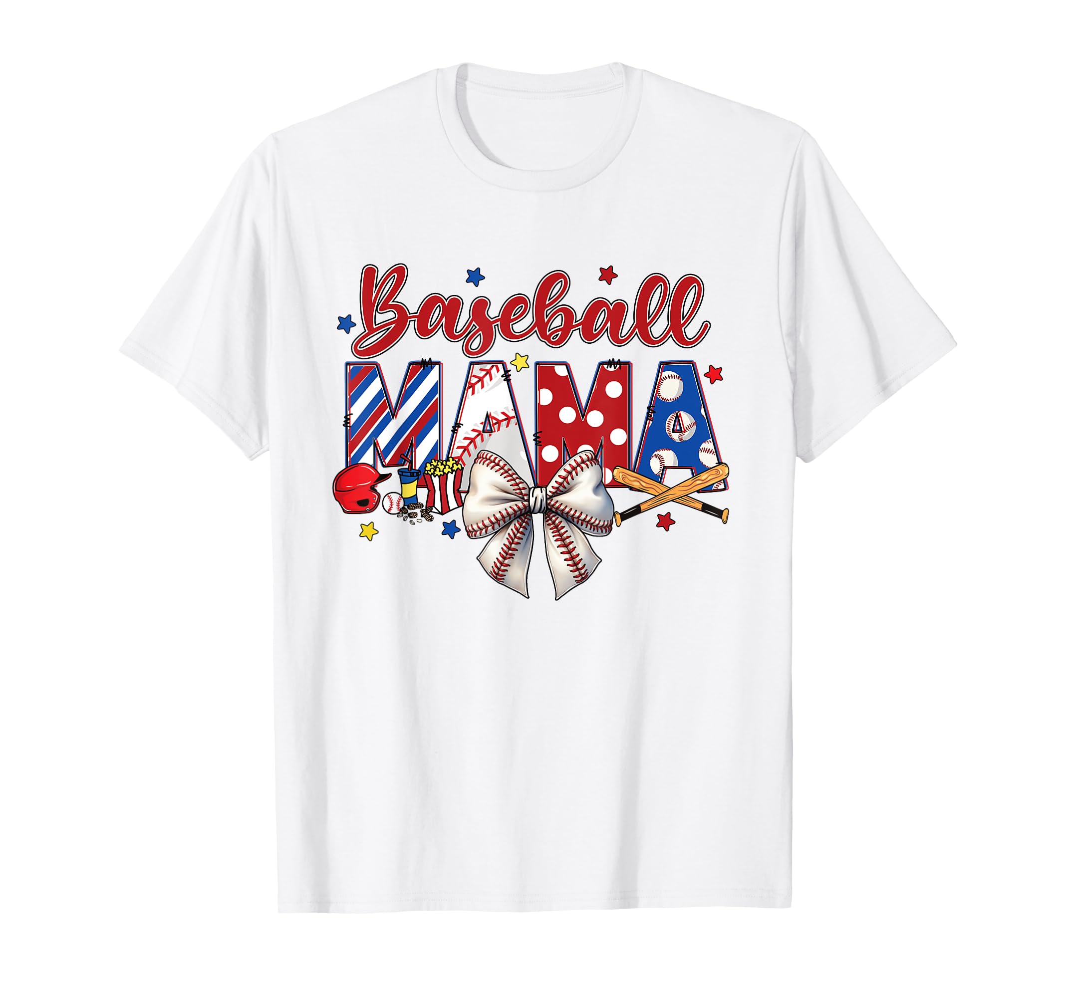 Baseball Mama Patriotic Baseball Mom Bow T-Shirt - Streetwear Style Unisex - T-Shirt, Sweatshirt, Hoodie