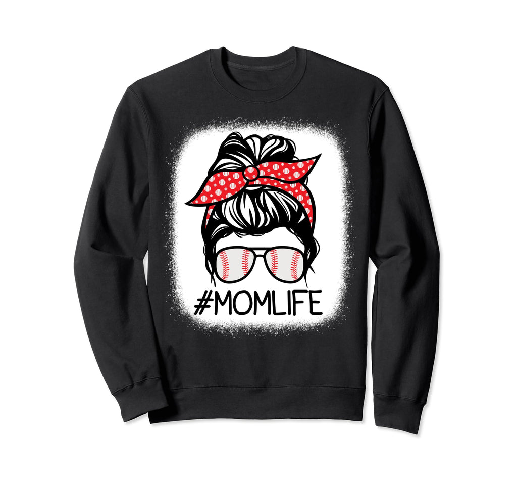 Mom Bleached Messy Bun Baseball Sweatshirt - Aesthetic Graphic Men Women - T-Shirt, Sweatshirt, Hoodie