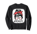 Mom Bleached Messy Bun Baseball Sweatshirt - Aesthetic Graphic Men Women - T-Shirt, Sweatshirt, Hoodie