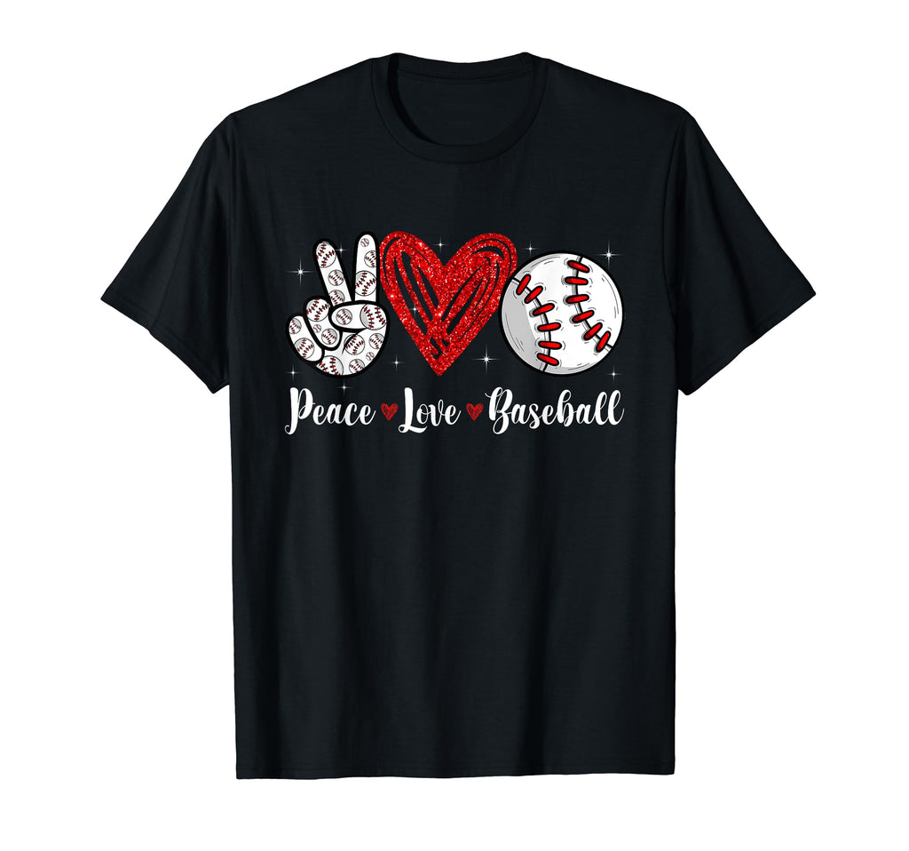 Peace Love Baseball Heart T-Shirt - Minimalist Print for Adults - T-Shirt, Sweatshirt, Hoodie