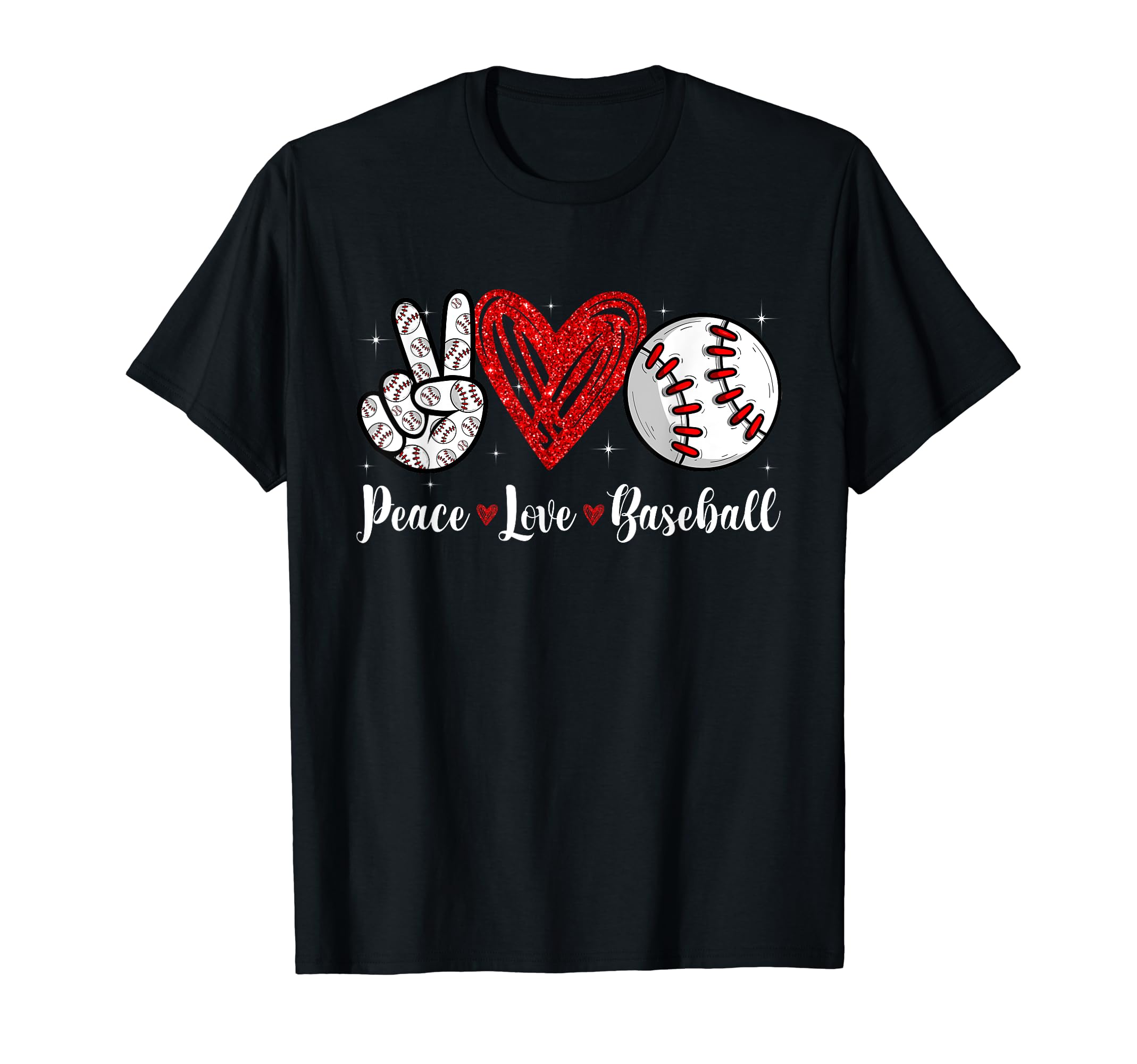 Peace Love Baseball Heart T-Shirt - Minimalist Print for Adults - T-Shirt, Sweatshirt, Hoodie